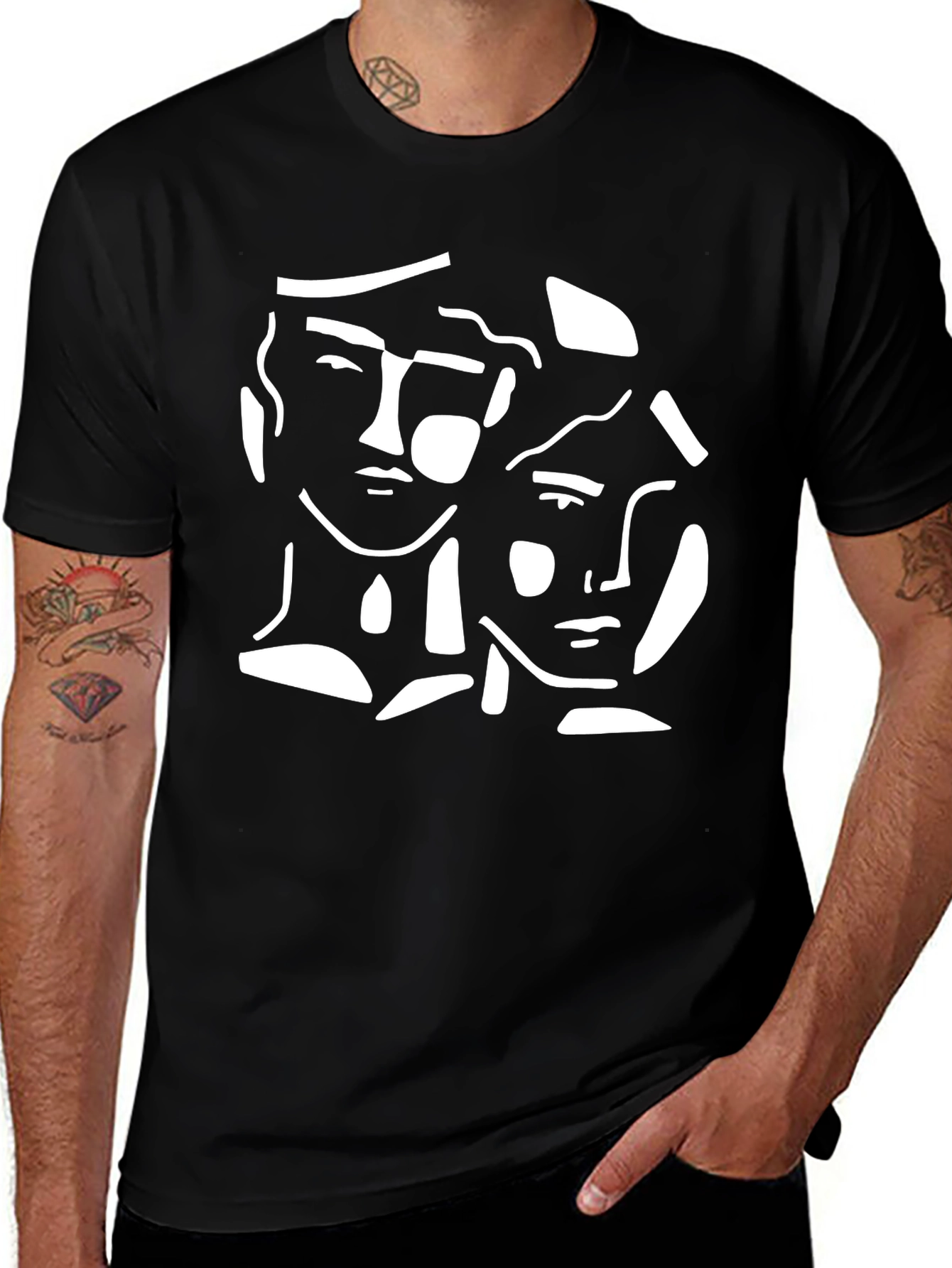Variant 14 of Abstract Face Graphic Tee - Modern Art Shirt