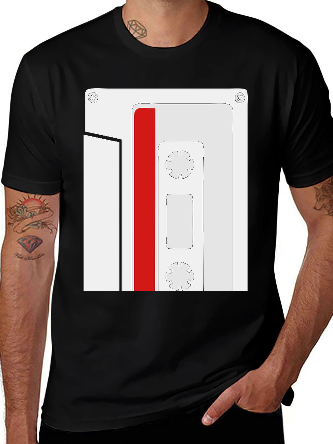 Variant 9 of Retro Cassette Tape Graphic Tee - Black