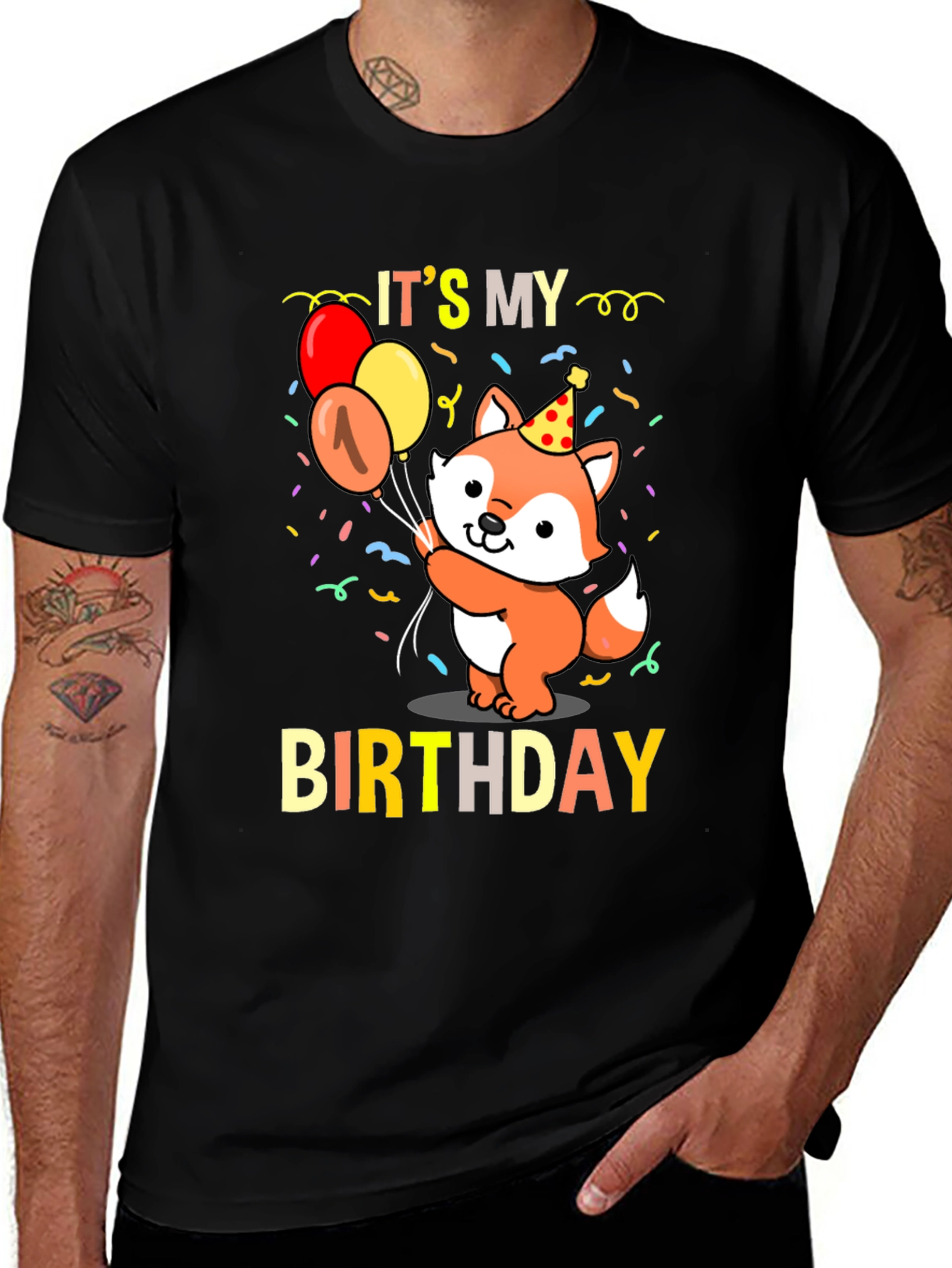Variant 14 of It's My Birthday Fox Graphic Tee - Cute Birthday Gift