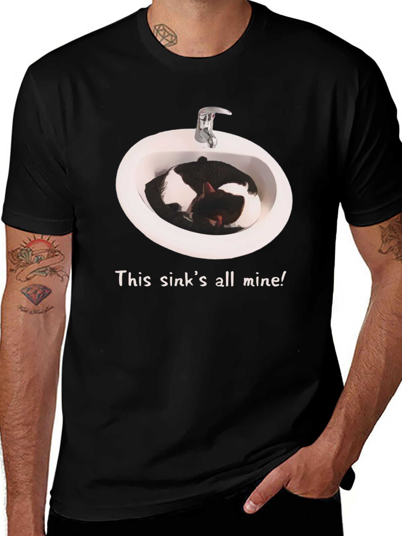 Variant 9 of Sink Cat T-Shirt - "This sink's all mine!"