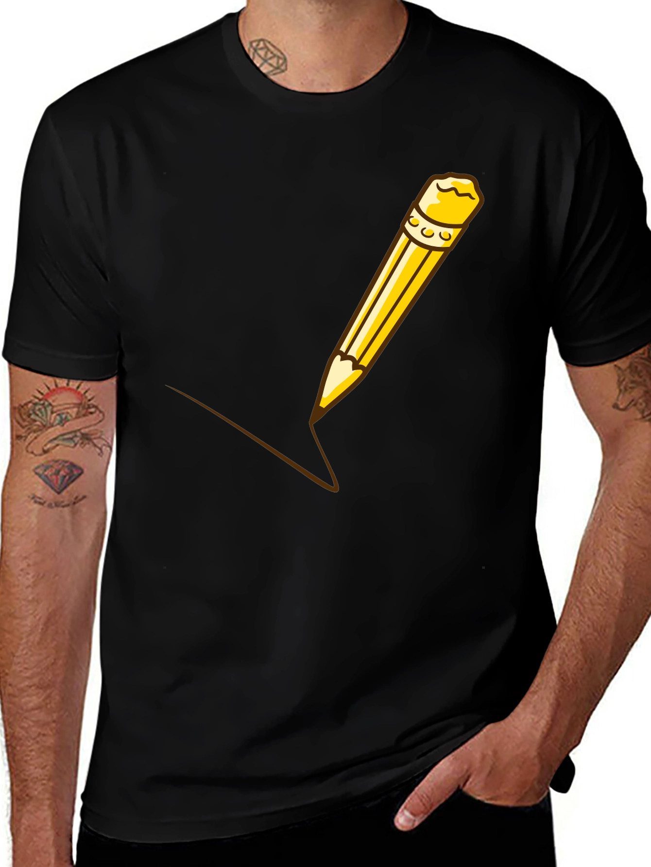 Pencil Graphic T-Shirt - Creative Style
