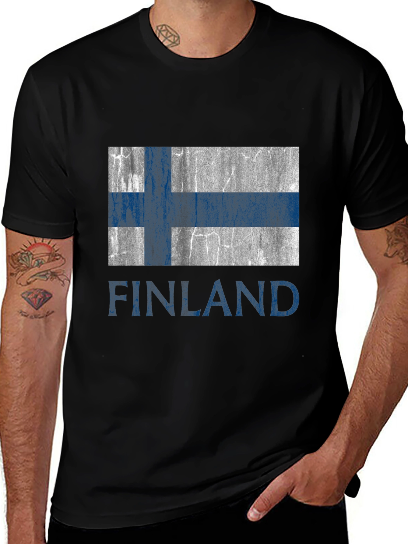 Finland Flag T-Shirt - Distressed Design