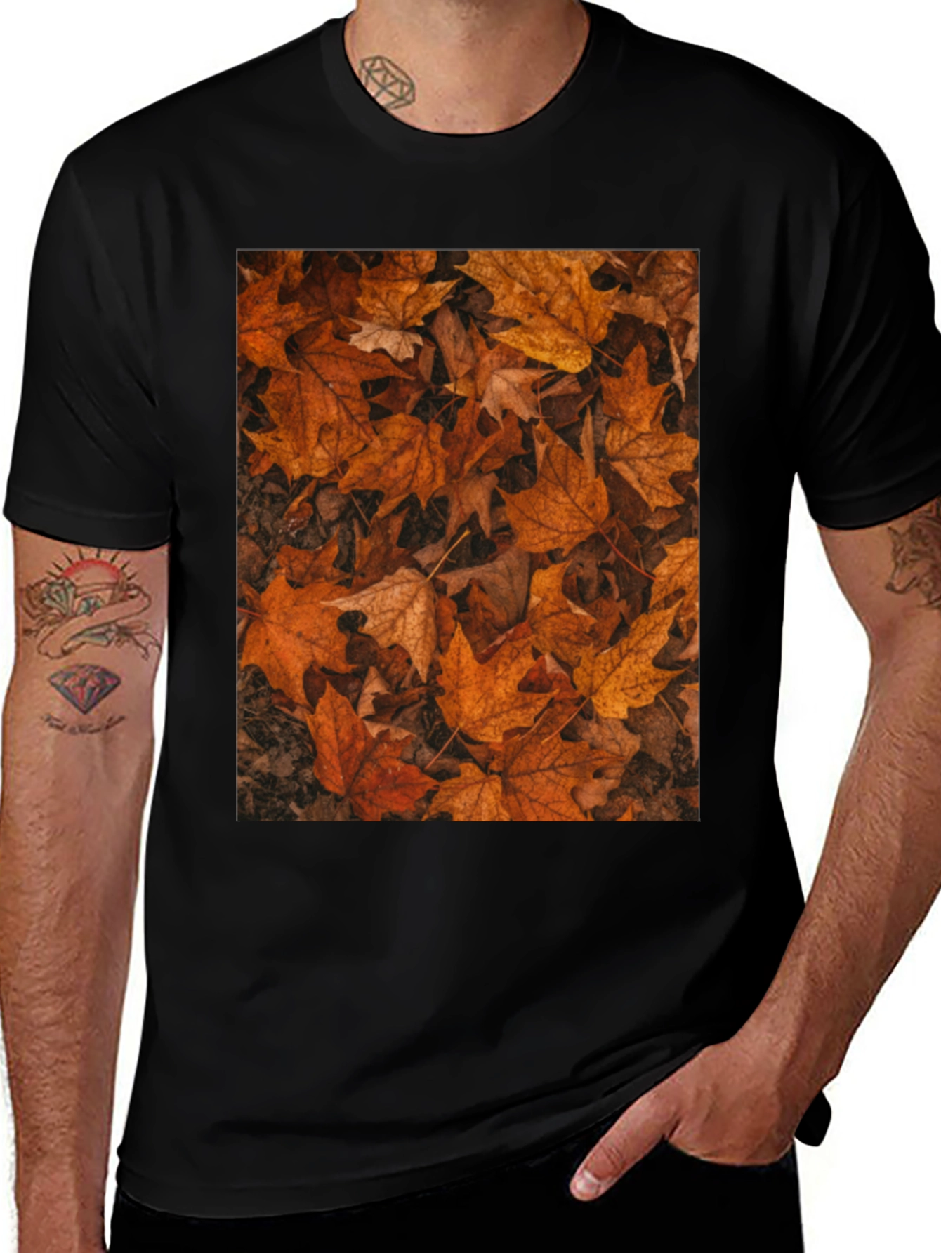 Variant 27 of Autumn Leaves Graphic Tee - Nature Inspired Design