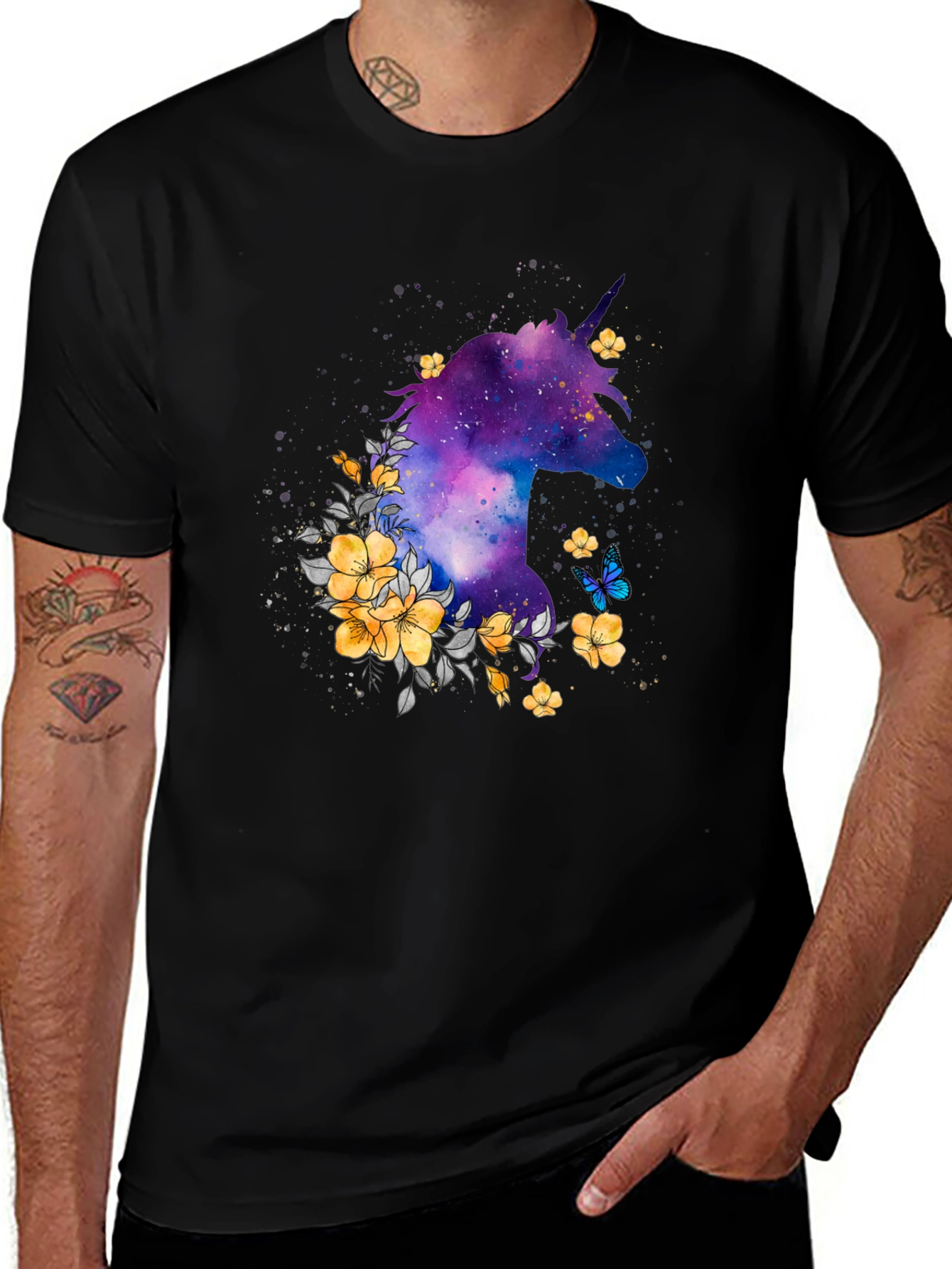 Variant 2 of Unicorn Galaxy Floral Graphic Tee