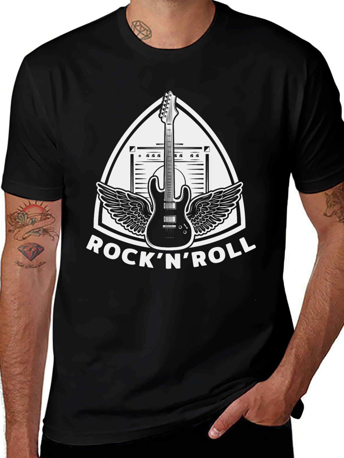 Variant 23 of Rock 'N' Roll Guitar Wings Black T-Shirt