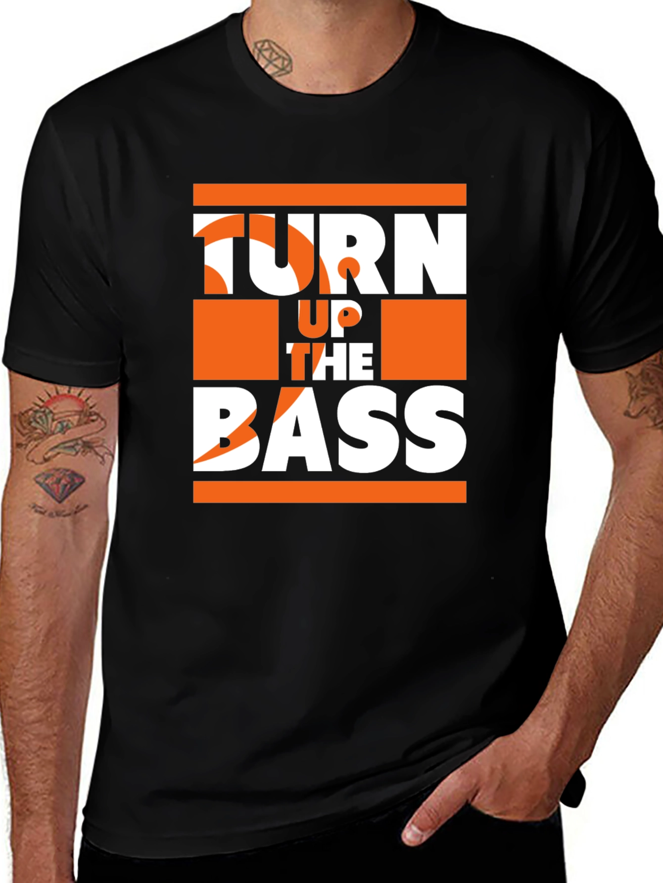 Variant 8 of Turn Up the Bass Graphic Tee - Black Cotton Comfort