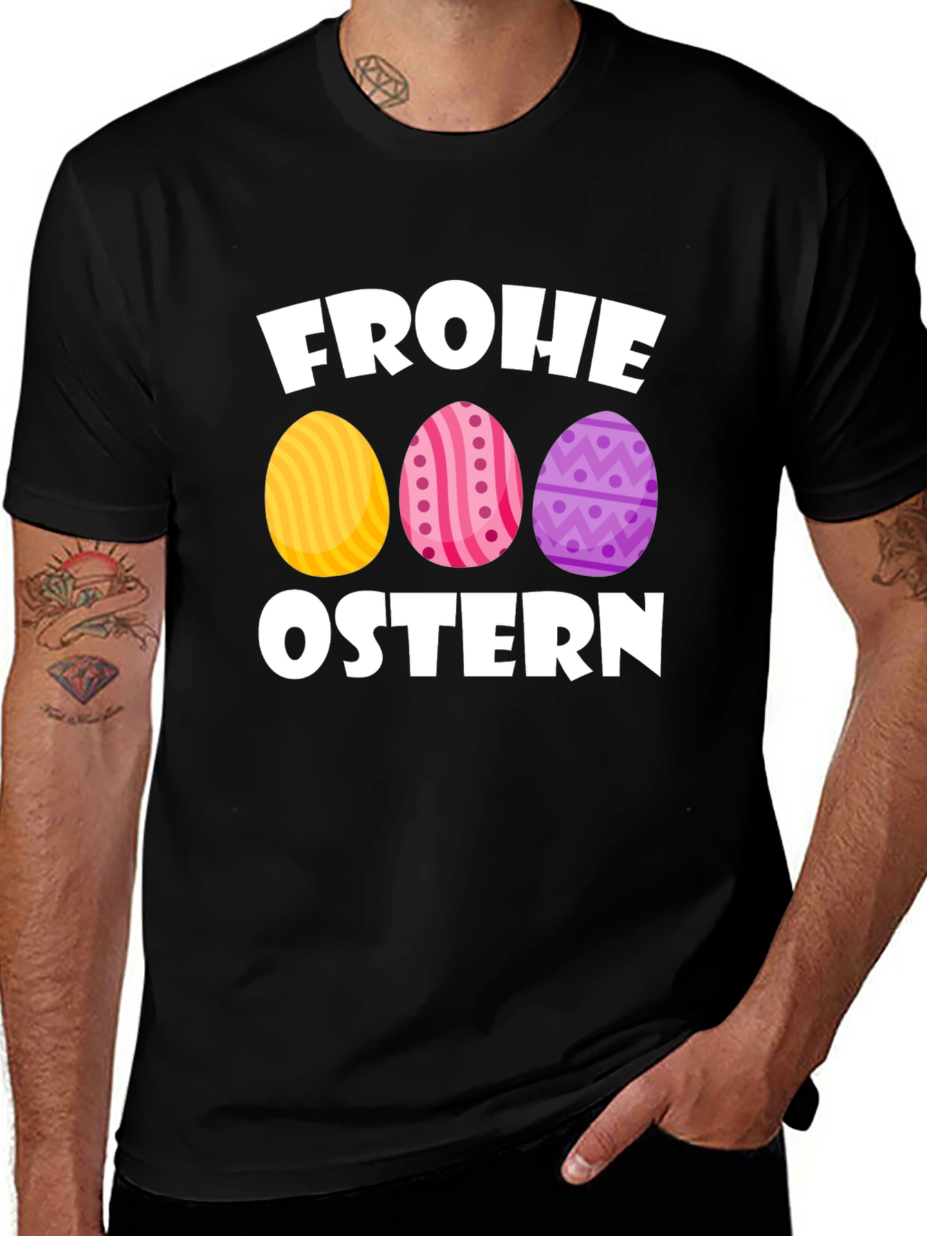 Frohe Ostern Easter Egg T-Shirt - Black