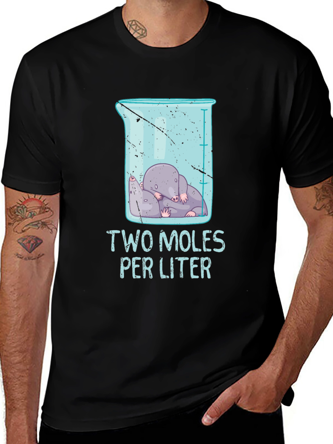 Black Two Moles Per Liter Science T-Shirt main image