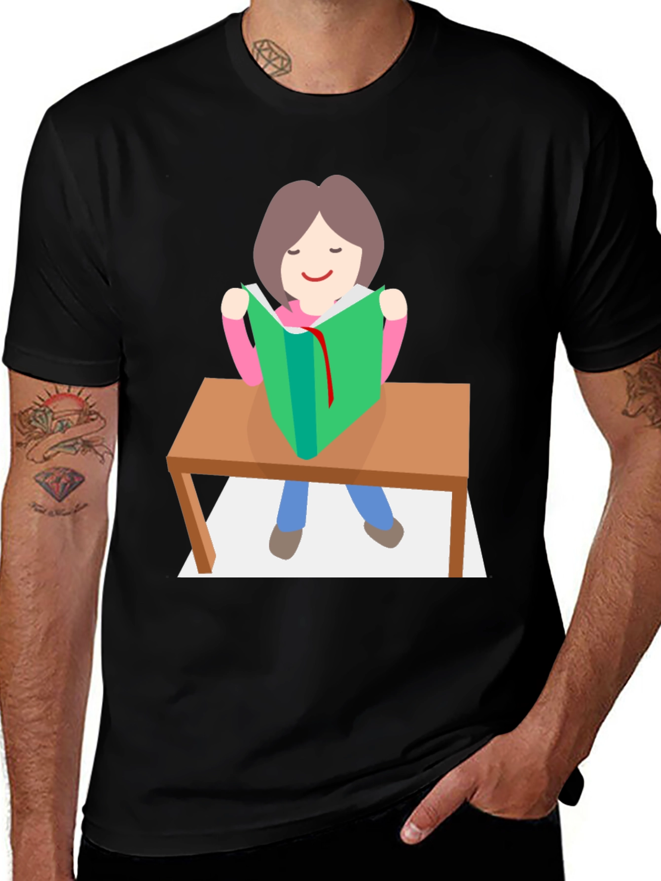 Variant 20 of Reading Girl Graphic Tee - Book Lover Shirt