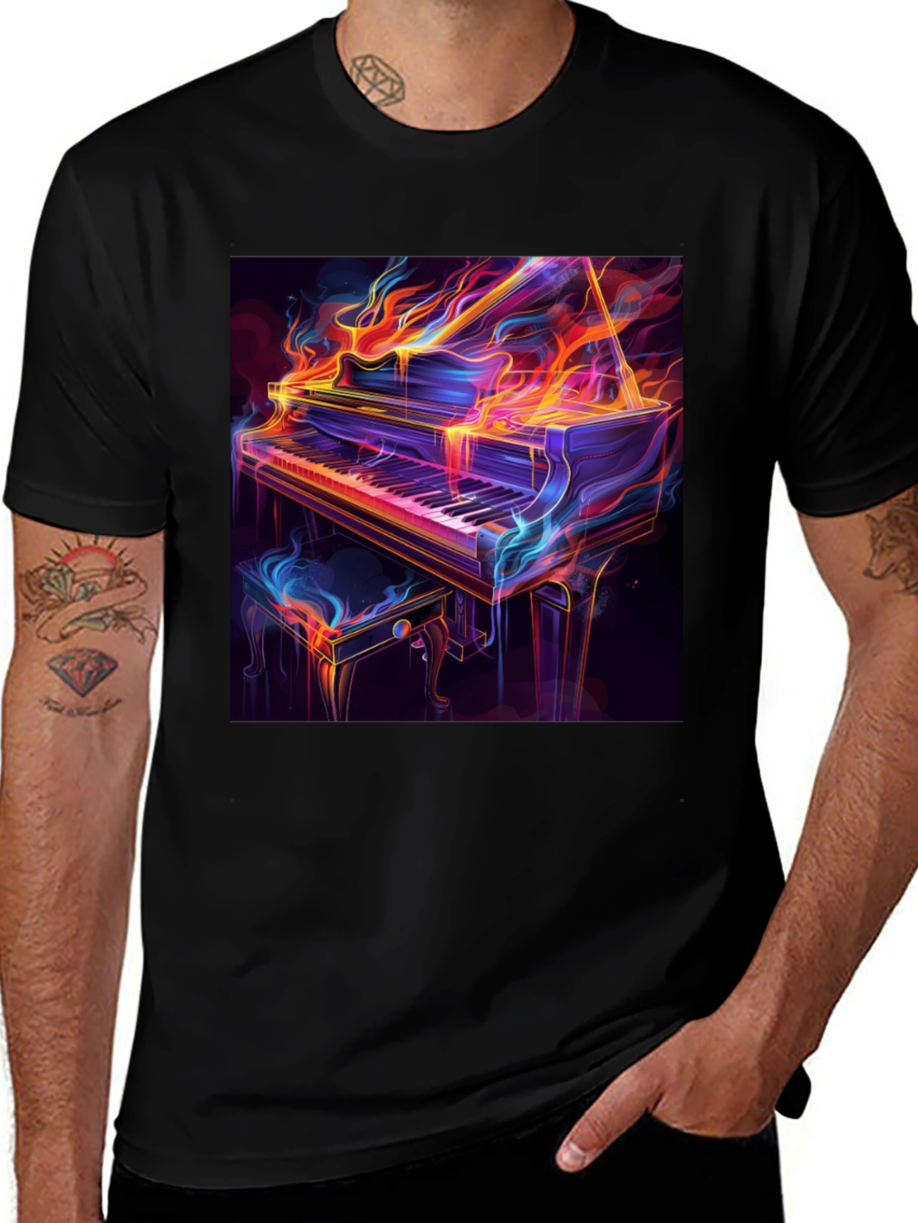 Variant 6 of Flaming Piano Graphic Tee - Unique Music Lover Shirt