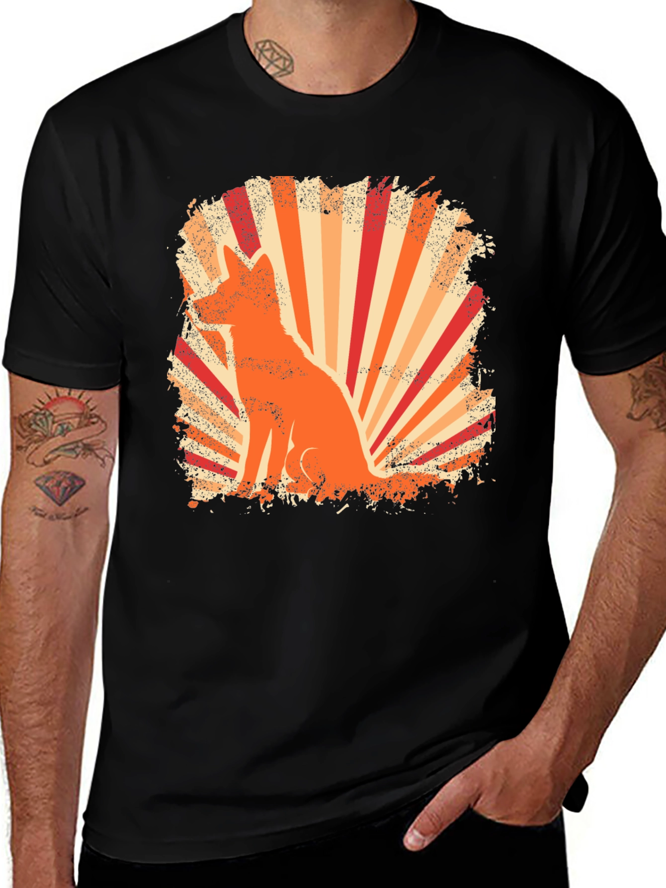 Variant 12 of Retro Fox Graphic Tee - Black T-Shirt