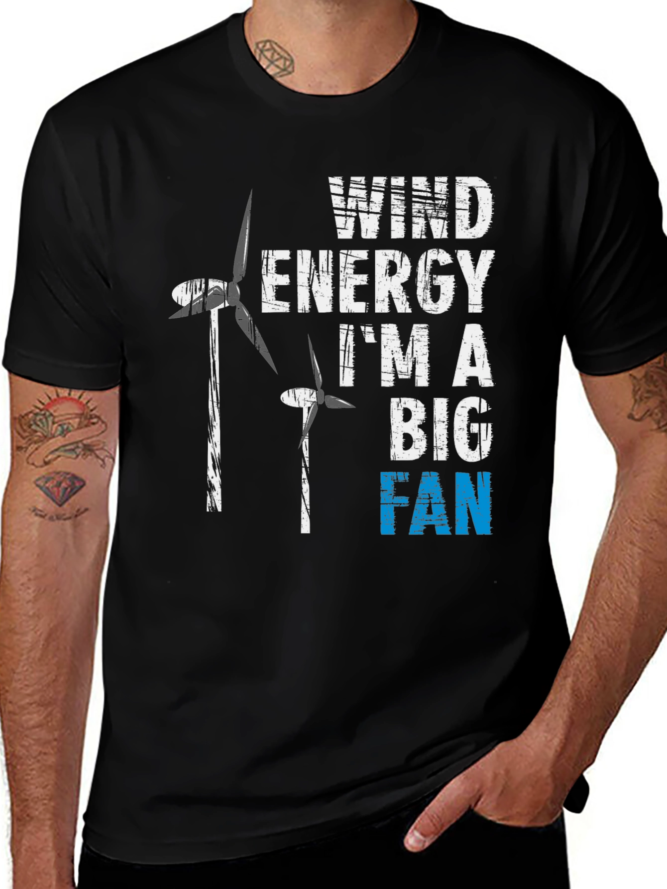 Variant 11 of Wind Energy I'm a Big Fan Black T-Shirt