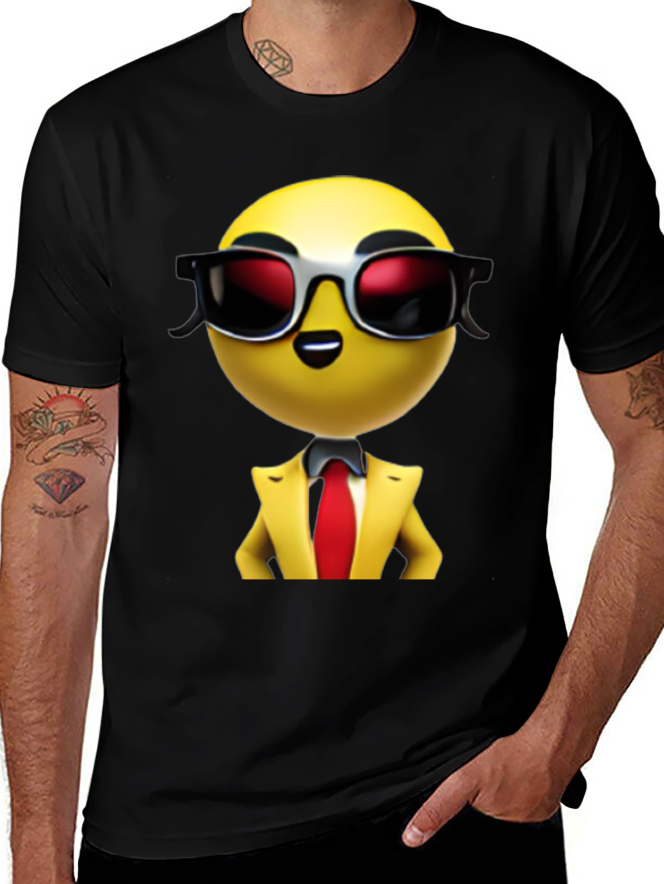 Variant 14 of Cool Emoji Boss Black T-Shirt