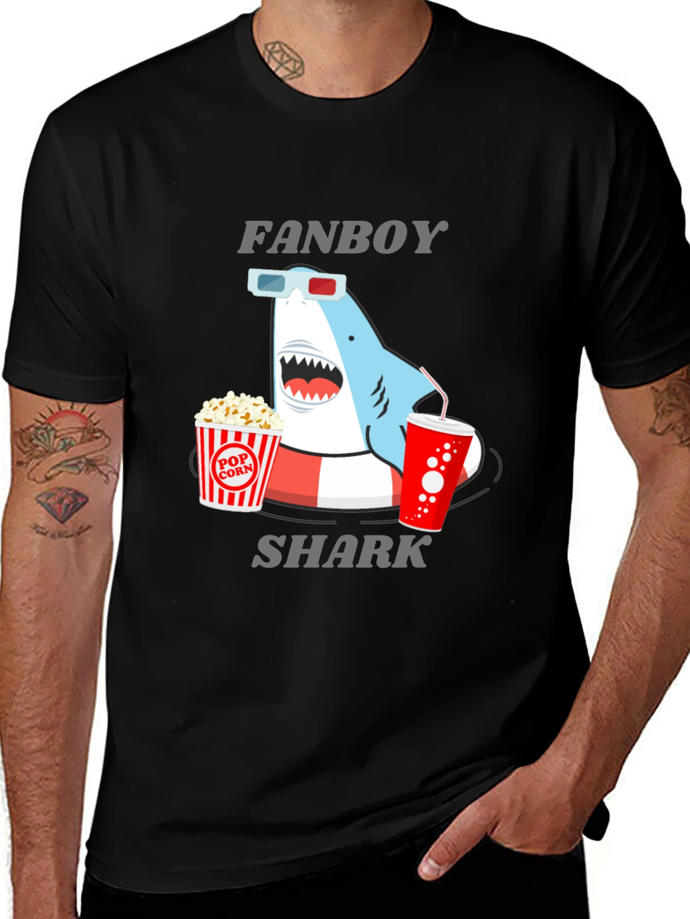 Fanboy Shark Graphic T-Shirt - Black Cotton Tee