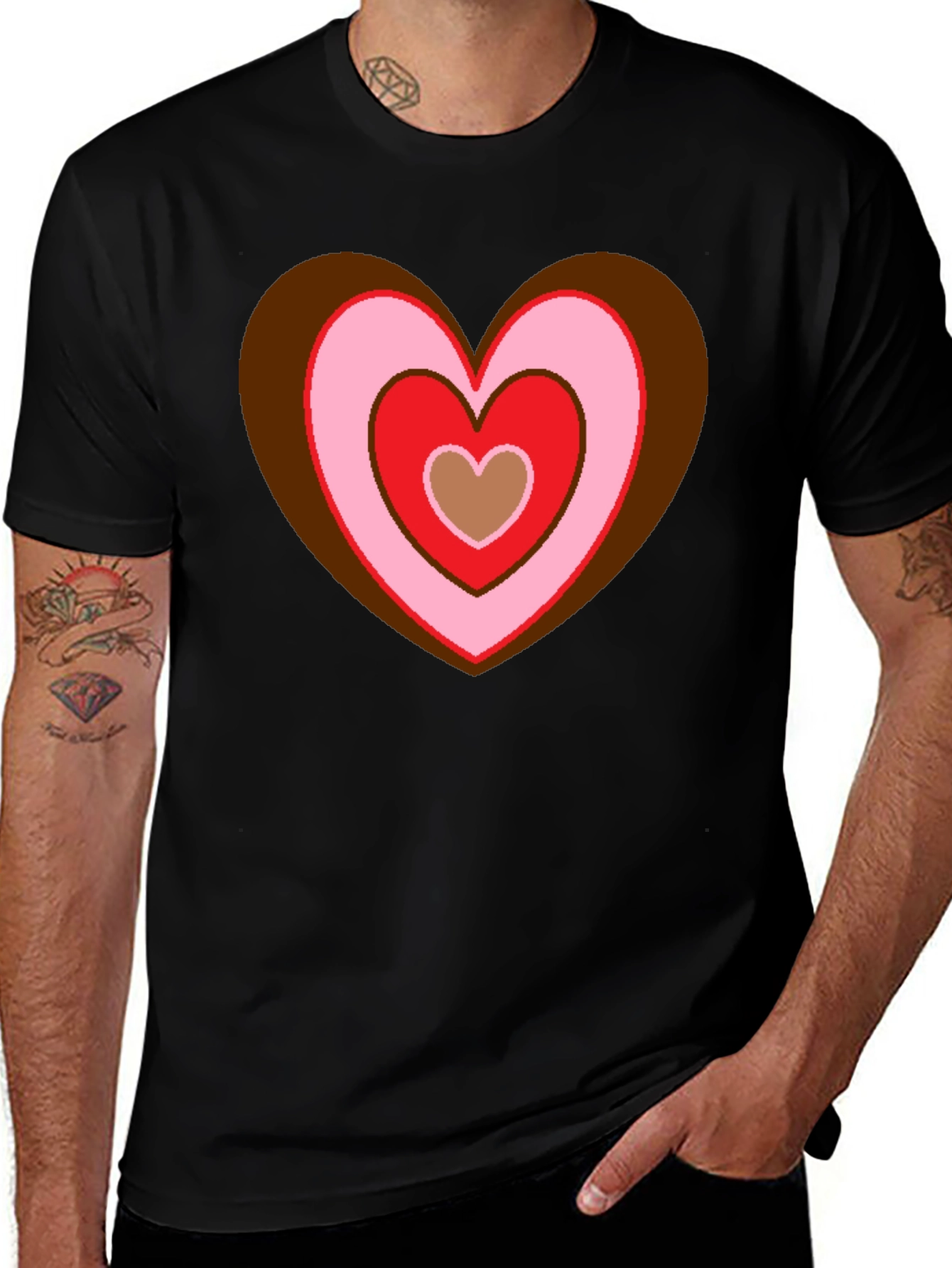 Variant 2 of Retro Heart Graphic T-Shirt - Black