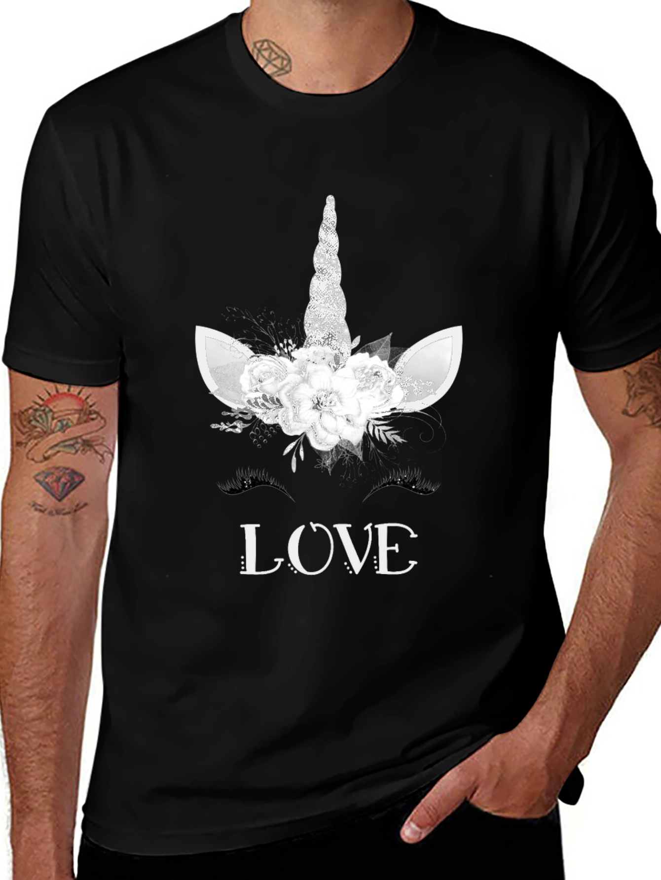 Variant 22 of Unicorn Love T-Shirt - Black Graphic Tee