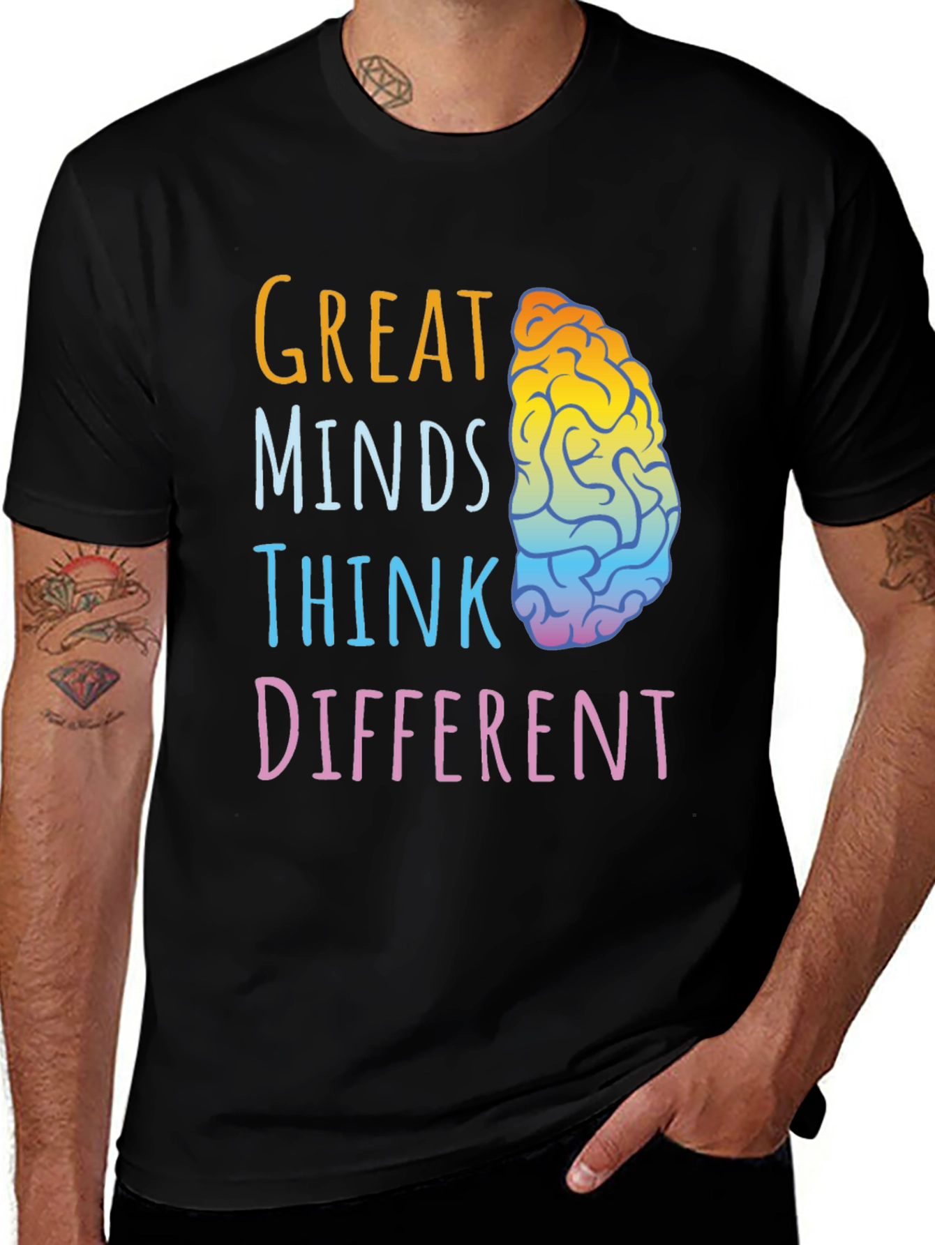 Variant 9 of Great Minds Think Different Brain Graphic T-Shirt