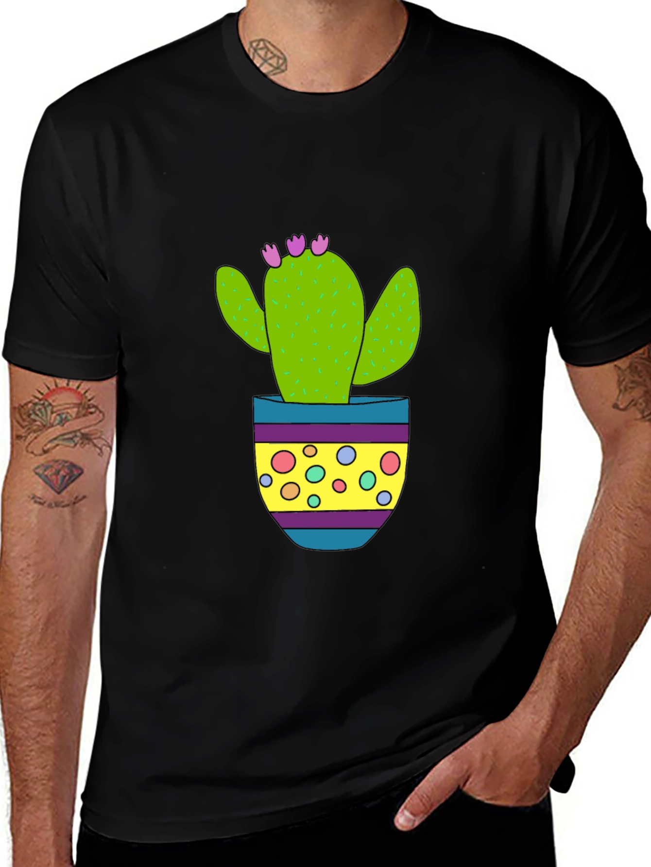 Variant 8 of Cactus in Pot Graphic Tee - Black Cotton