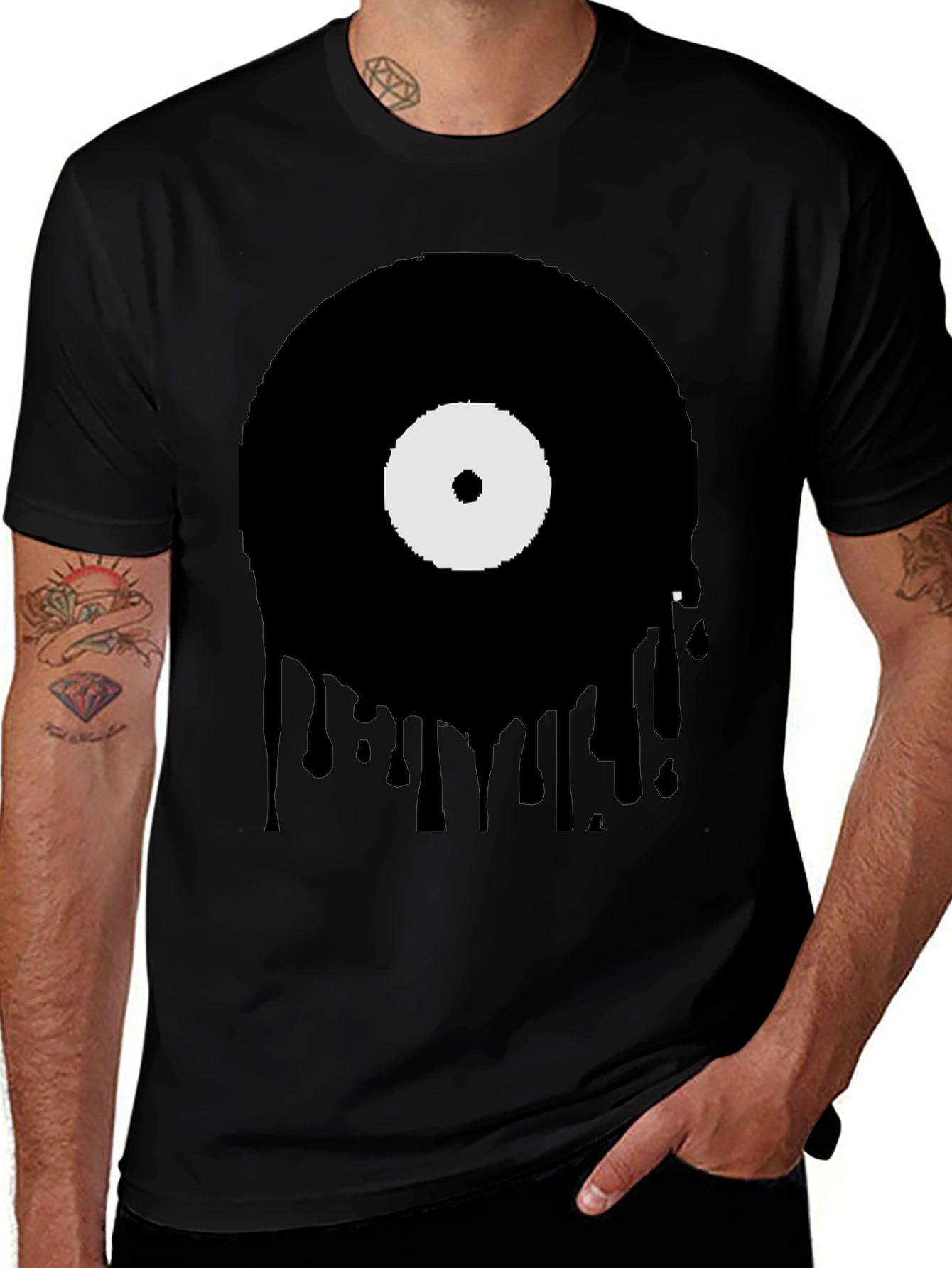 Variant 15 of Melting Vinyl Record Graphic T-Shirt