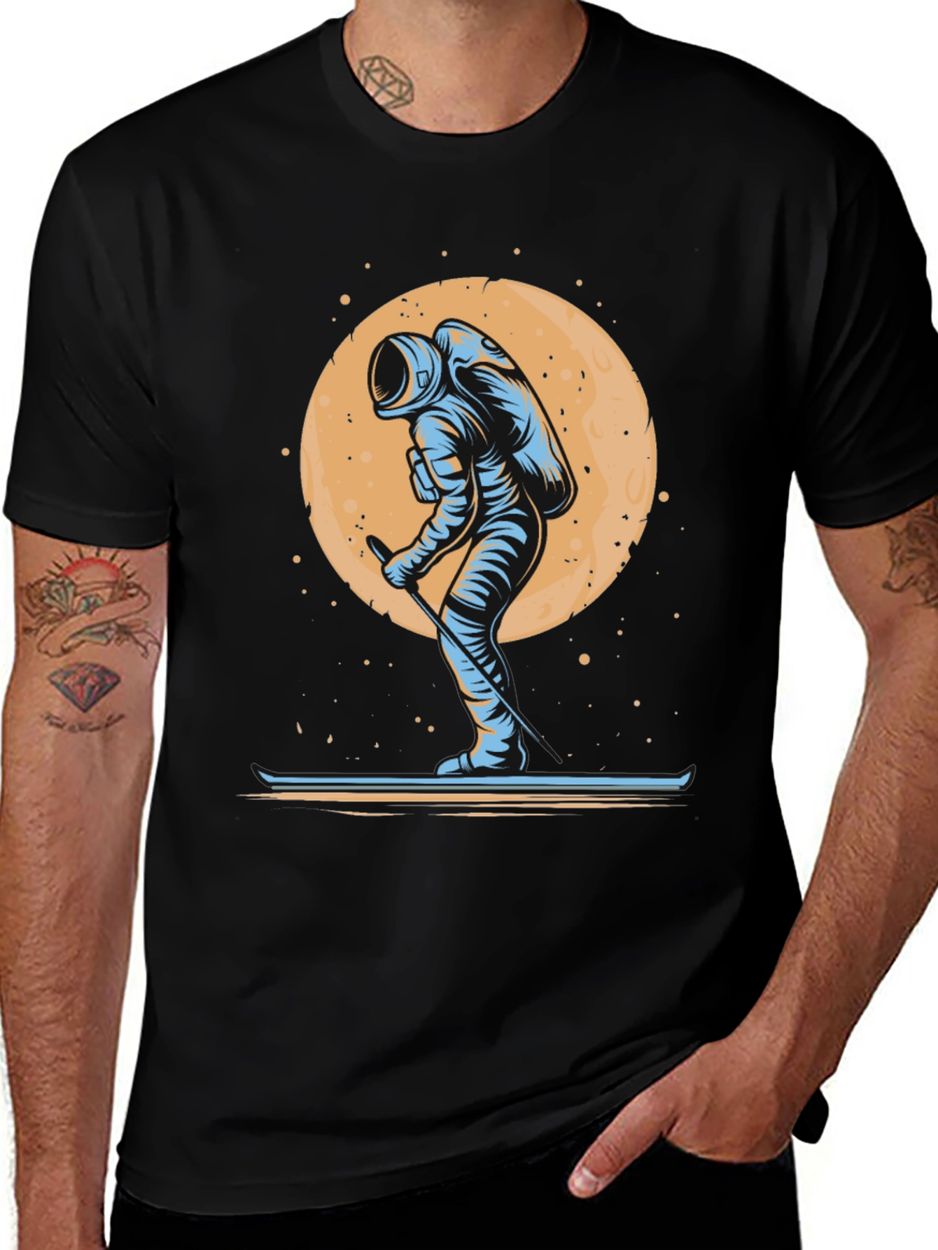 Variant 7 of Astronaut Skiing T-Shirt - Space Adventure Tee