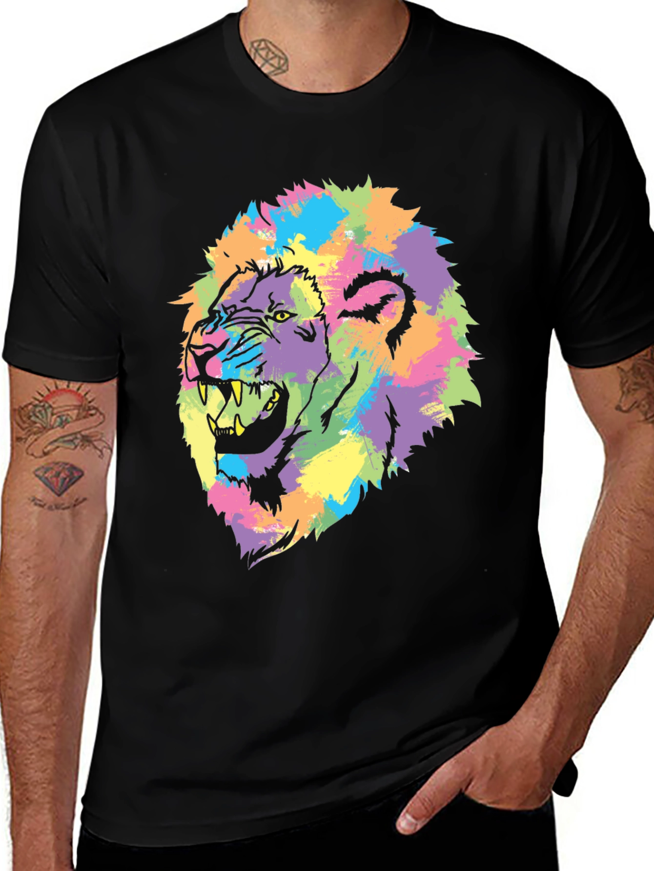 Variant 16 of Vibrant Lion Graphic Tee - Bold Colorful Design