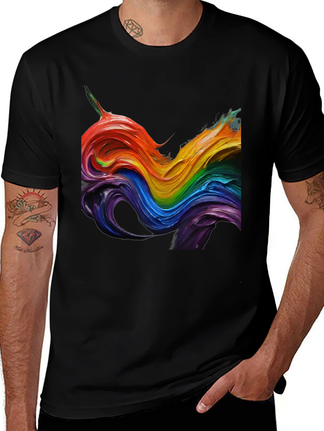 Variant 24 of Rainbow Wave Graphic Tee - Soft Cotton Blend