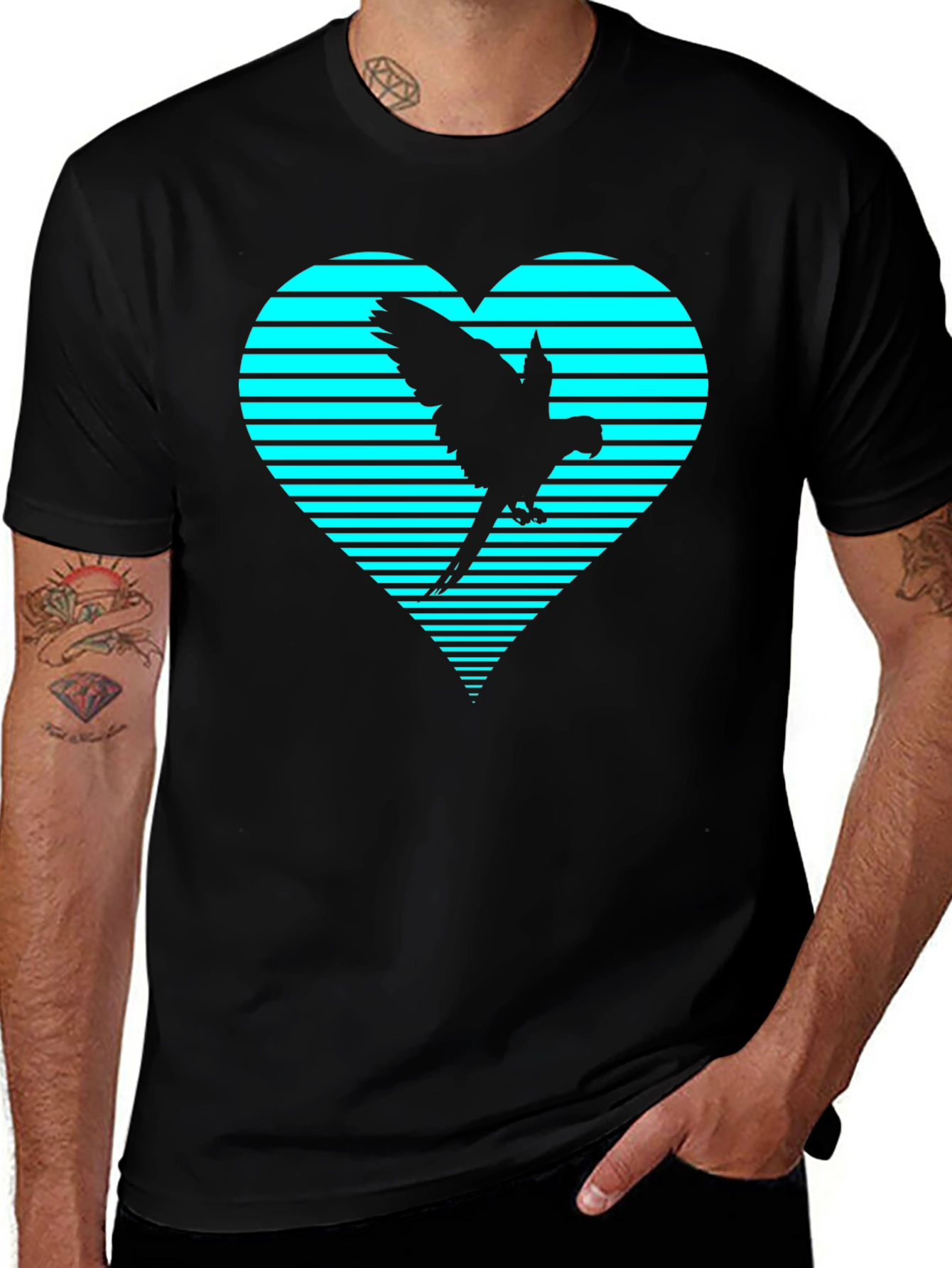 Variant 10 of Parrot Heart Graphic Tee - Trendy Casual Shirt