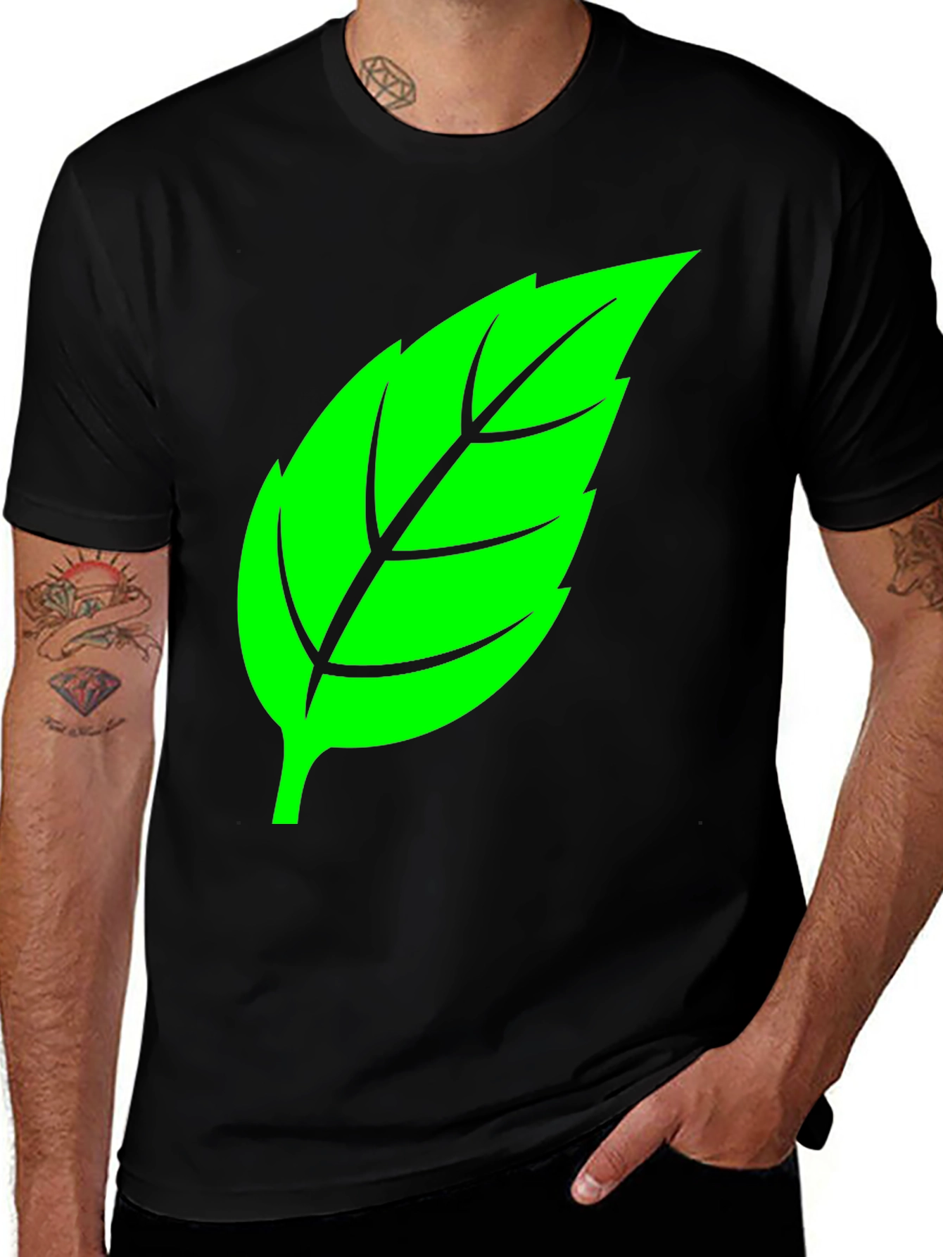 Variant 18 of Leaf Graphic Black T-Shirt - Nature Inspired Tee