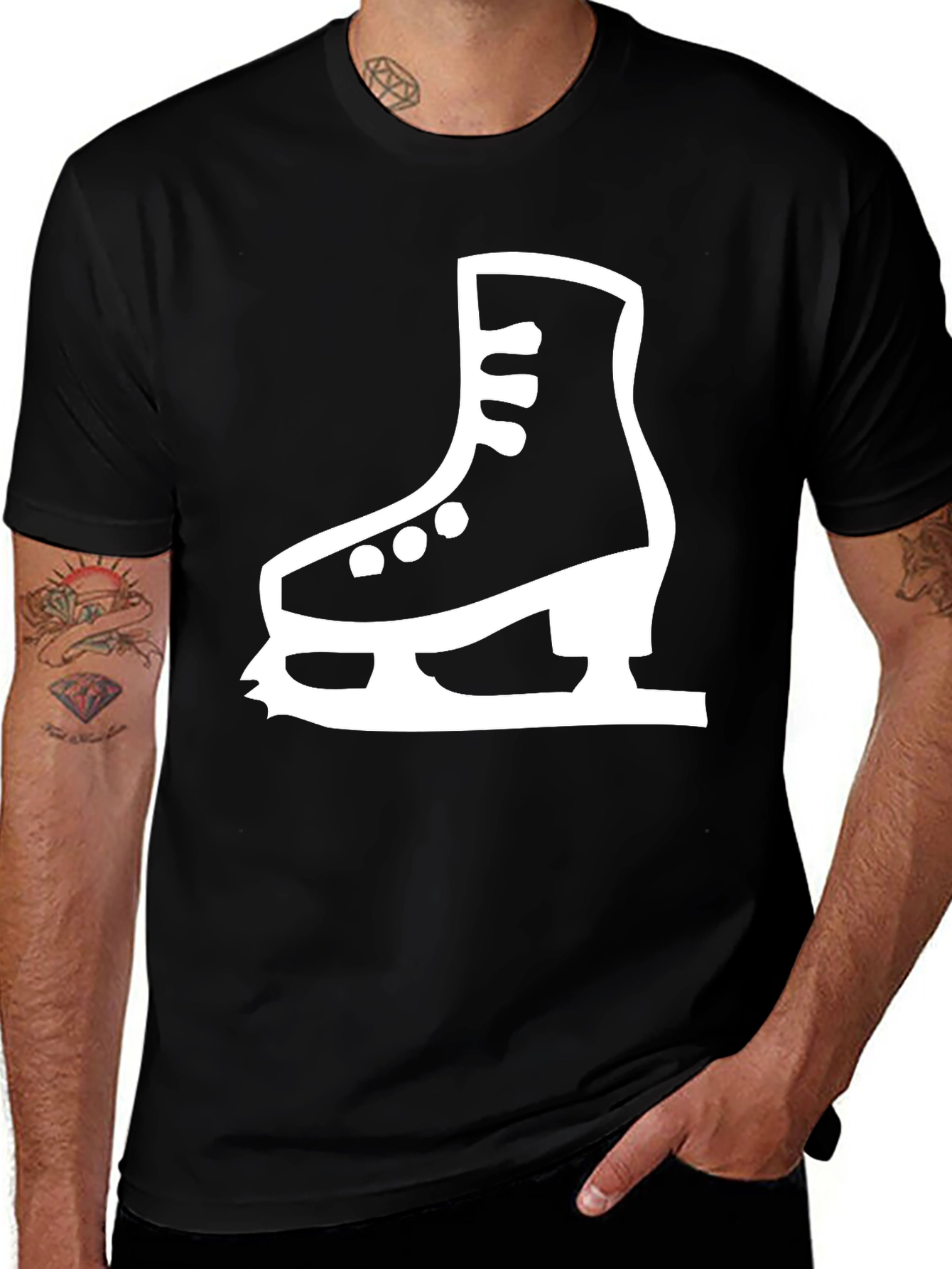 Variant 15 of Ice Skate Graphic Tee - Black Cotton T-Shirt