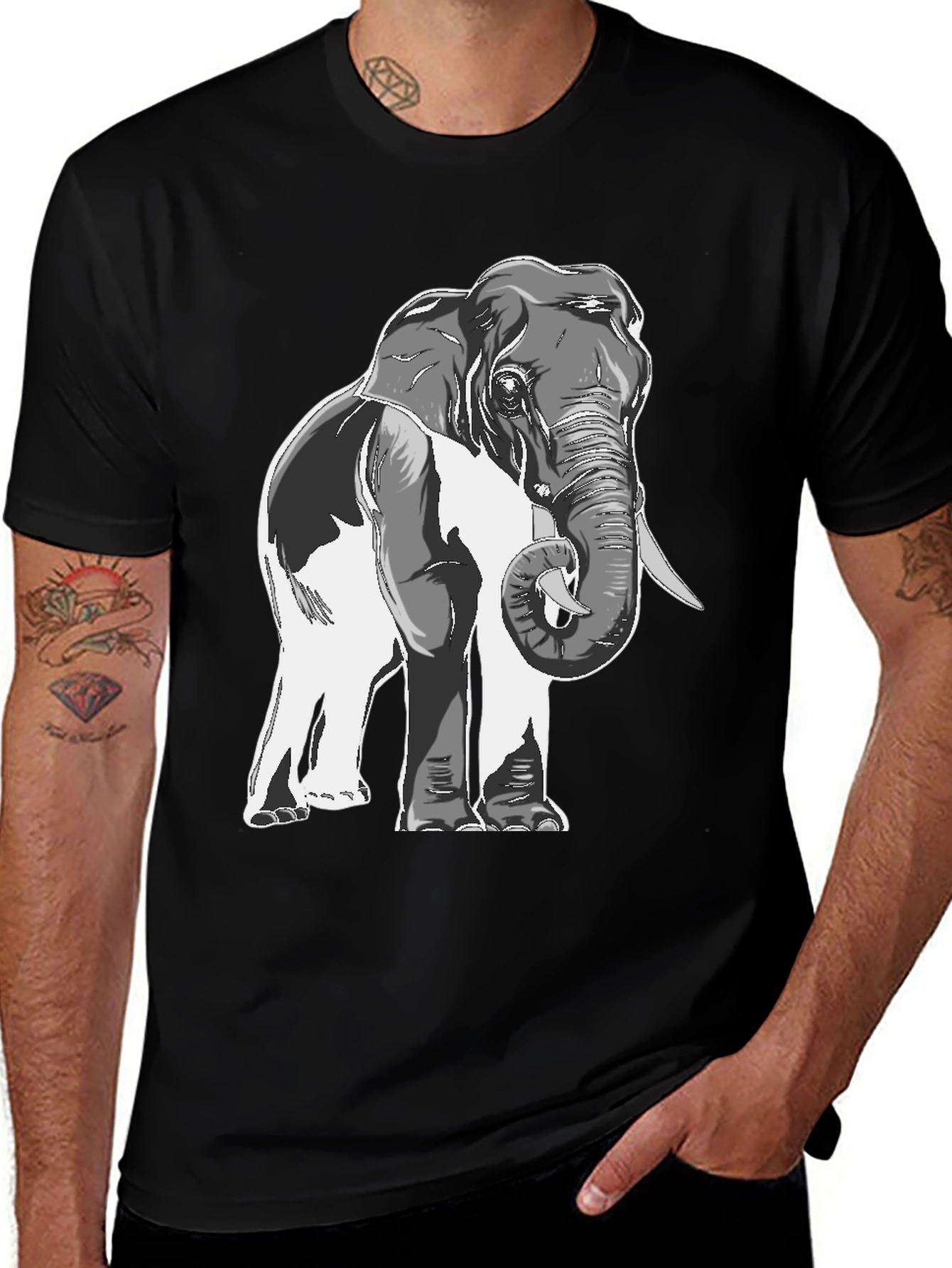 Variant 9 of Elephant Graphic Black T-Shirt