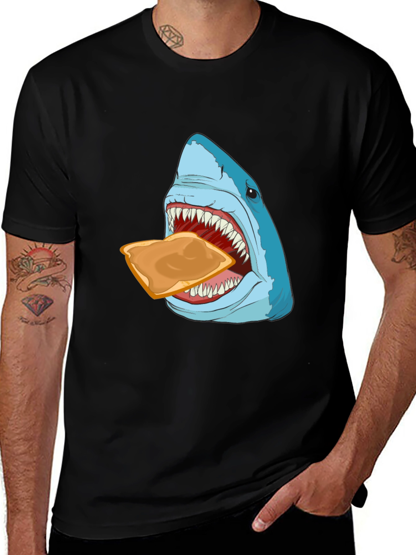 Variant 5 of Shark Eating Toast Graphic Tee