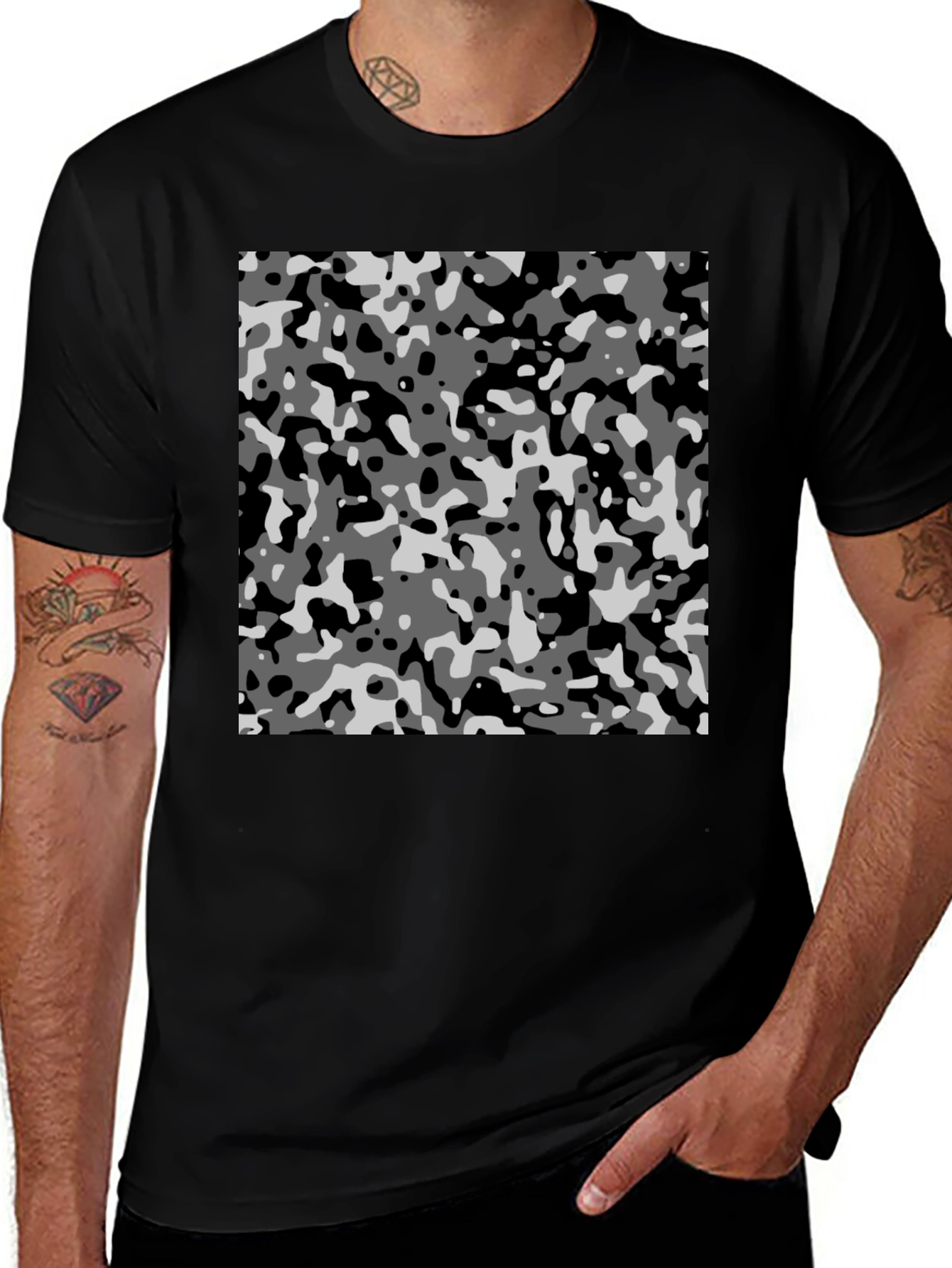Variant 11 of Urban Camo Print Black T-Shirt
