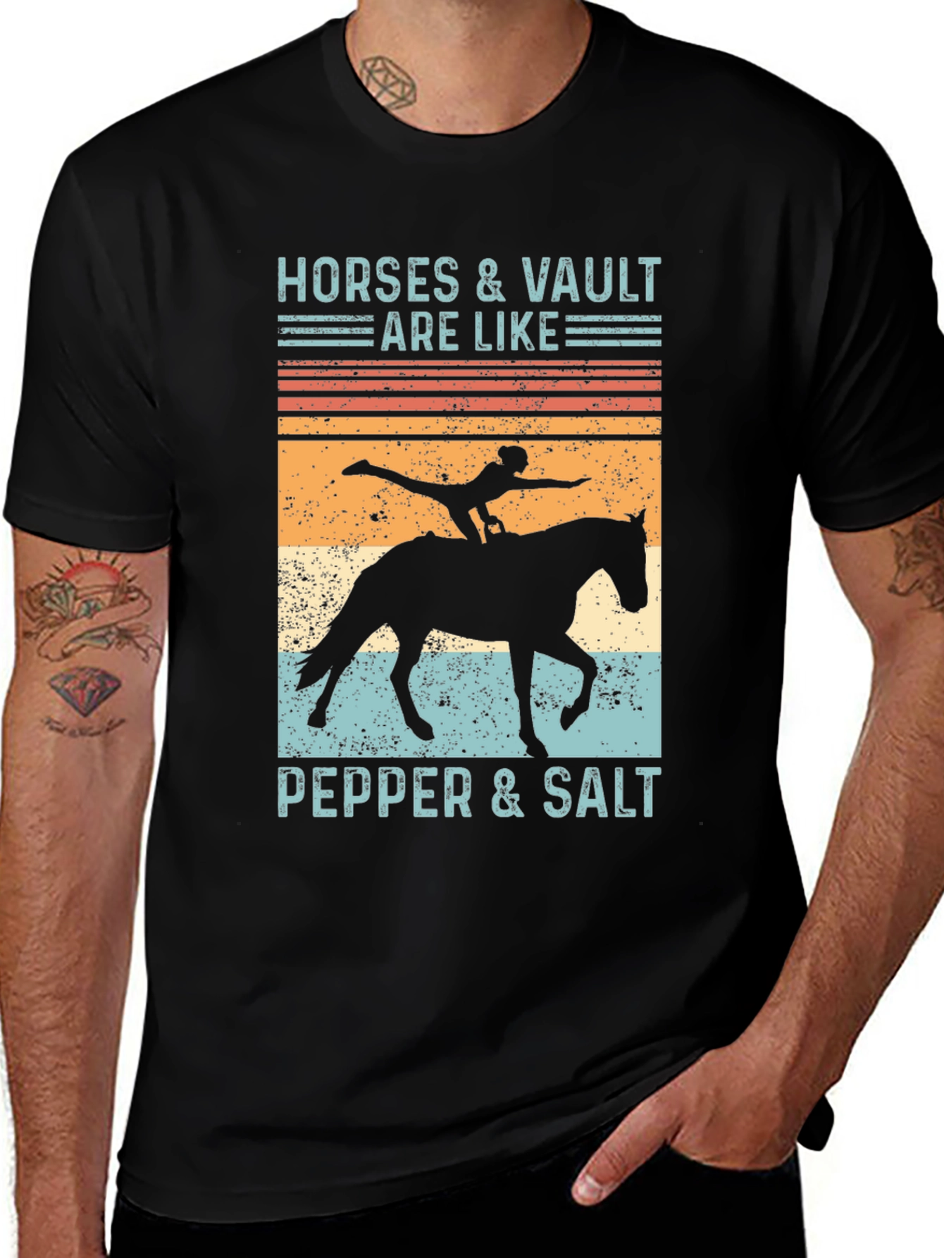 Variant 17 of Horses & Vaulting Tee: Pepper & Salt Graphic T-Shirt