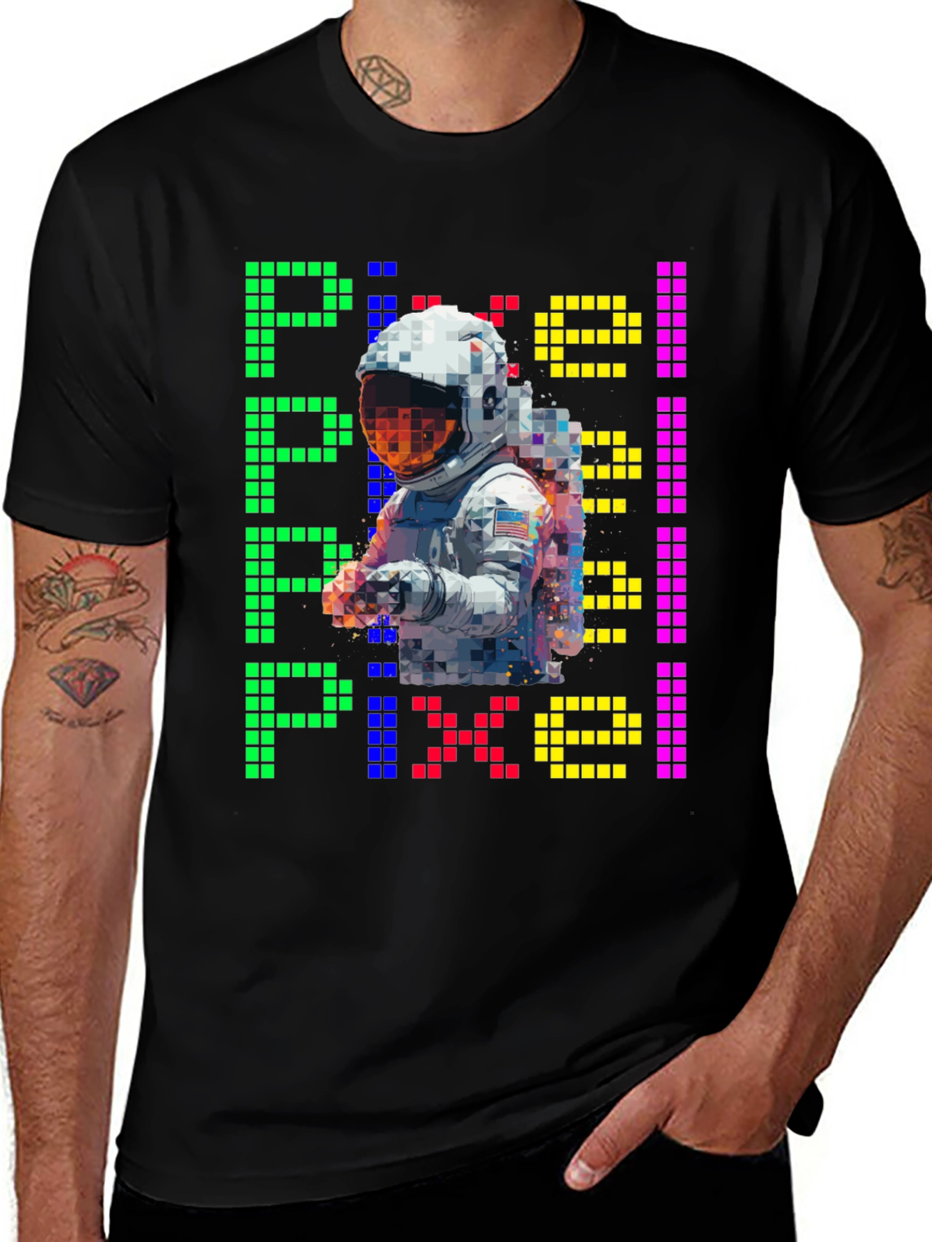 Variant 30 of Pixel Astronaut Graphic T-Shirt - Retro Style