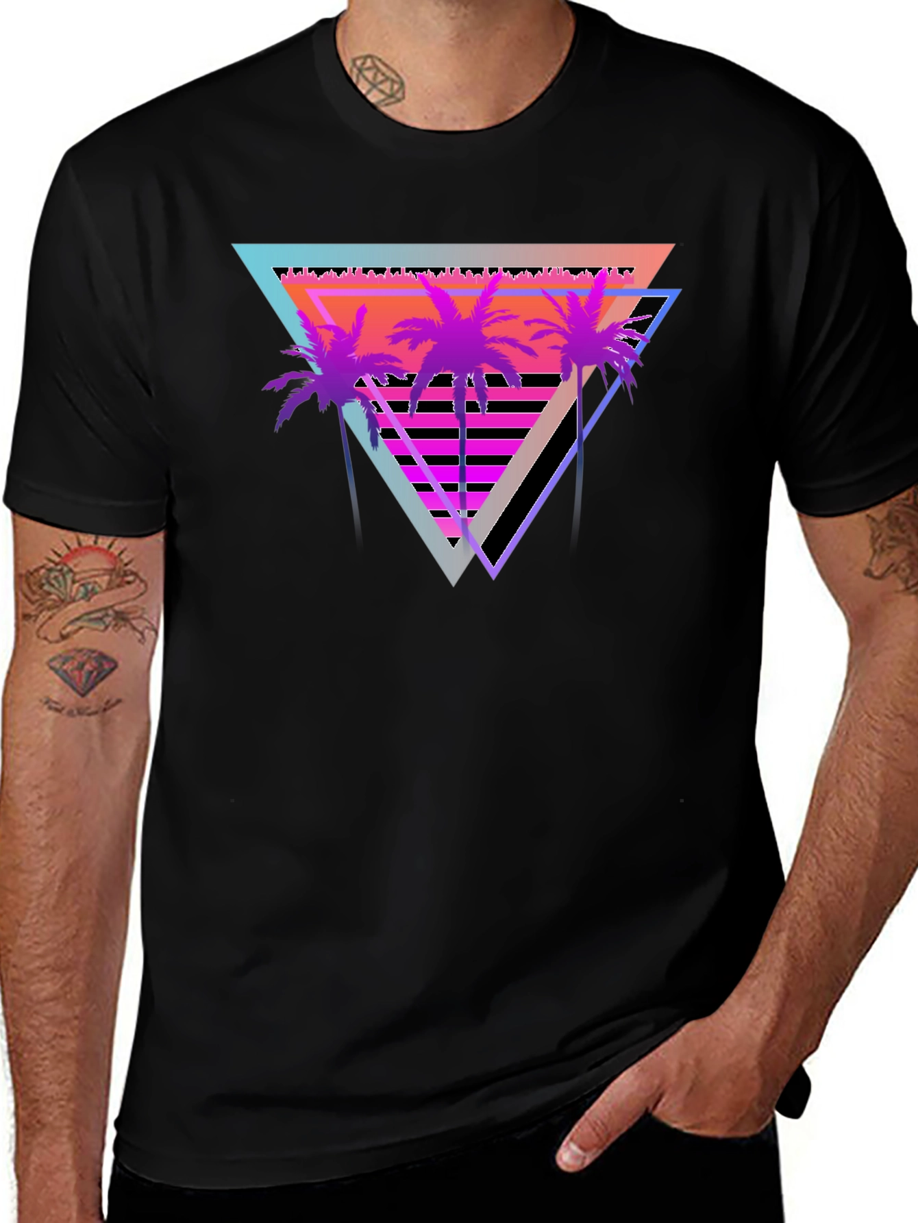 Variant 23 of Retro Palm Triangle T-Shirt - Vaporwave Graphic Tee