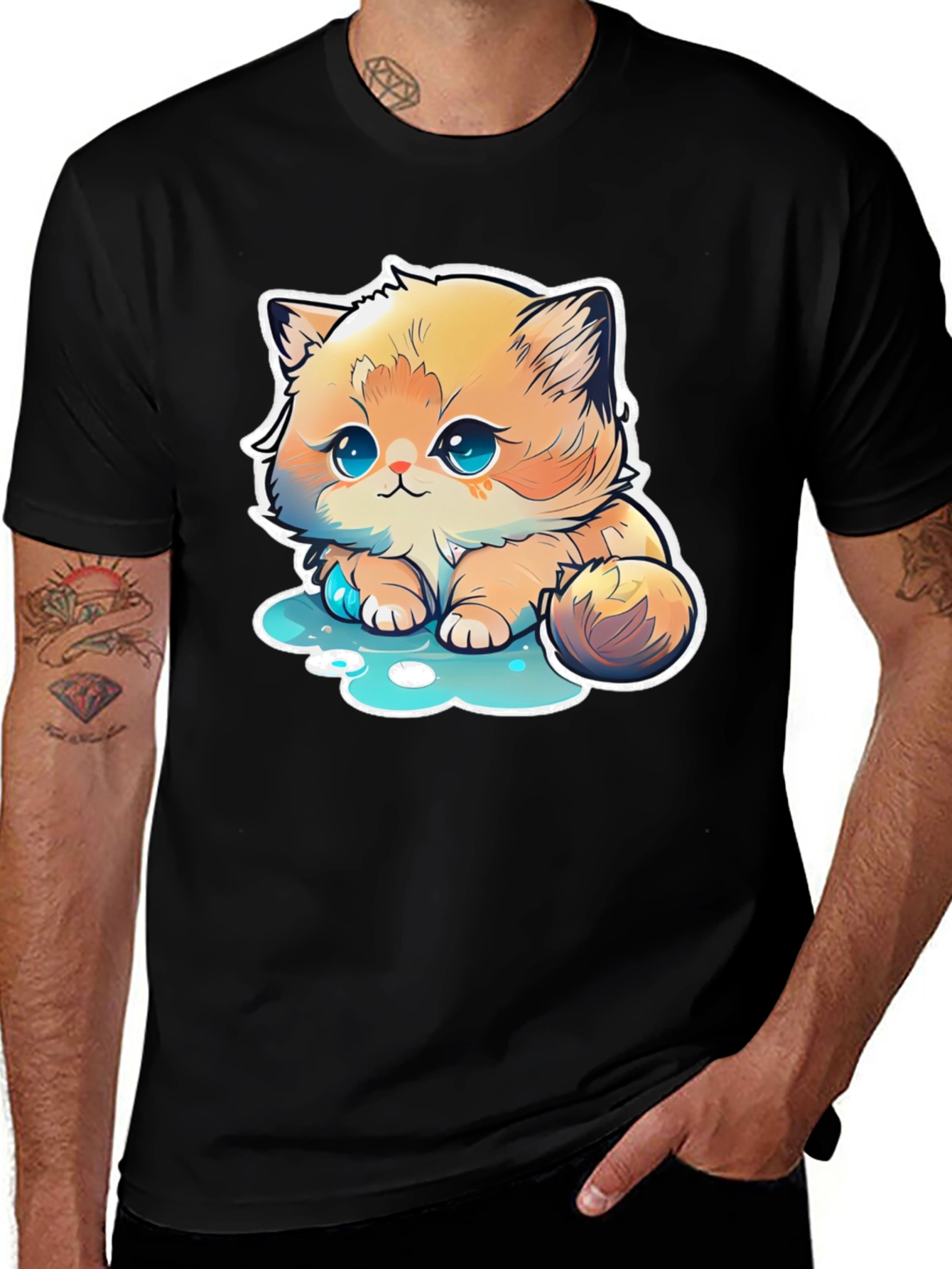 Variant 9 of Cute Kitten Cartoon Graphic T-Shirt