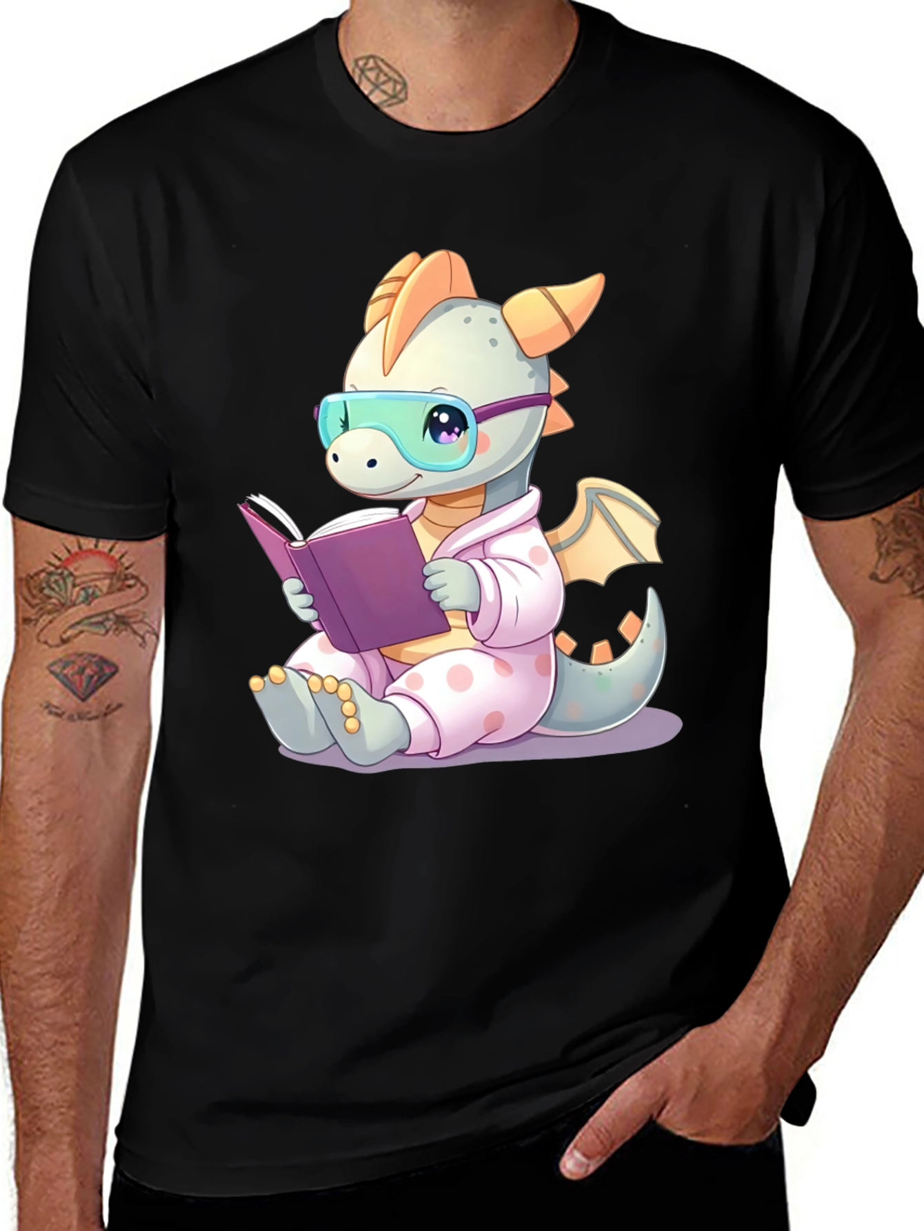 Variant 5 of Cute Dragon Reading Book T-Shirt