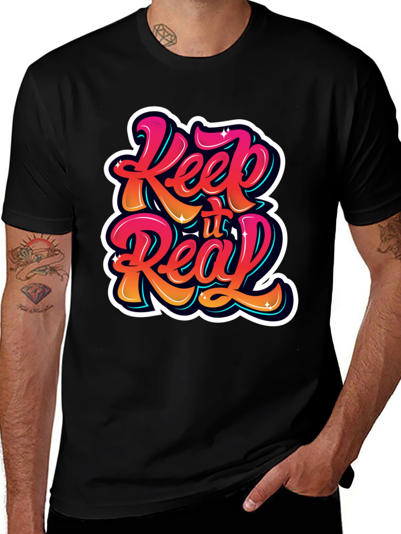 Variant 21 of Keep It Real Graphic T-Shirt - Black