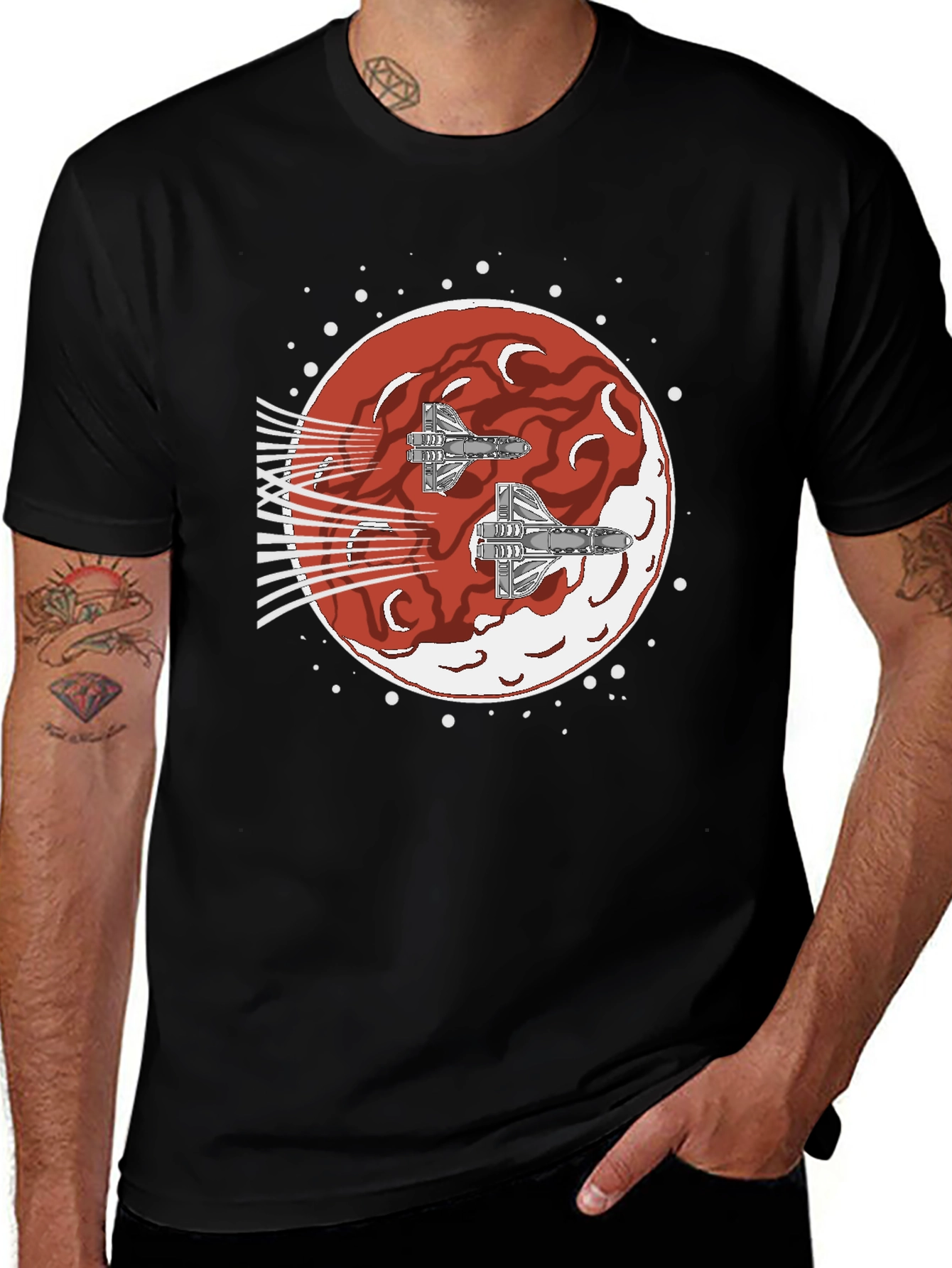 Variant 26 of Sci-Fi Spaceship Red Planet T-Shirt