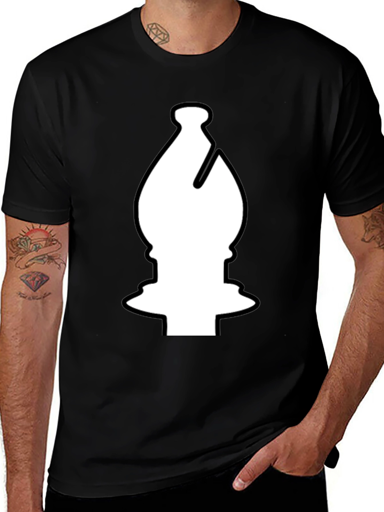 Black Chess Bishop Graphic T-Shirt - Black main image