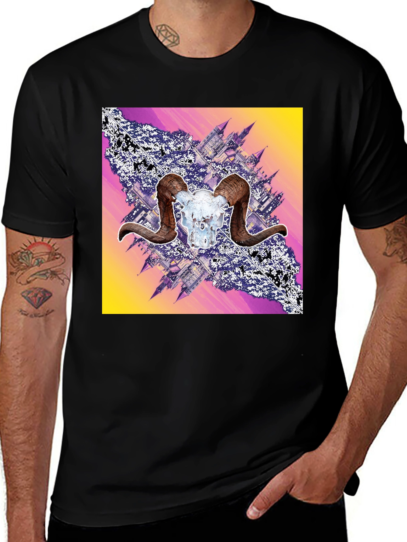 Variant 14 of Ram Skull Castle T-Shirt