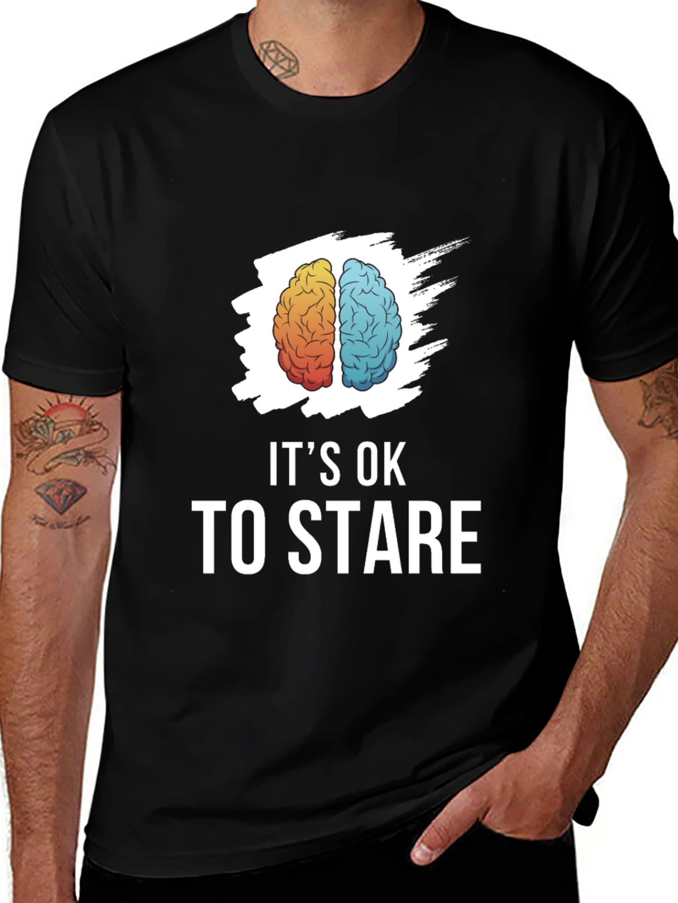 Variant 8 of Brain Graphic Tee - It's Ok To Stare - Soft Cotton Blend