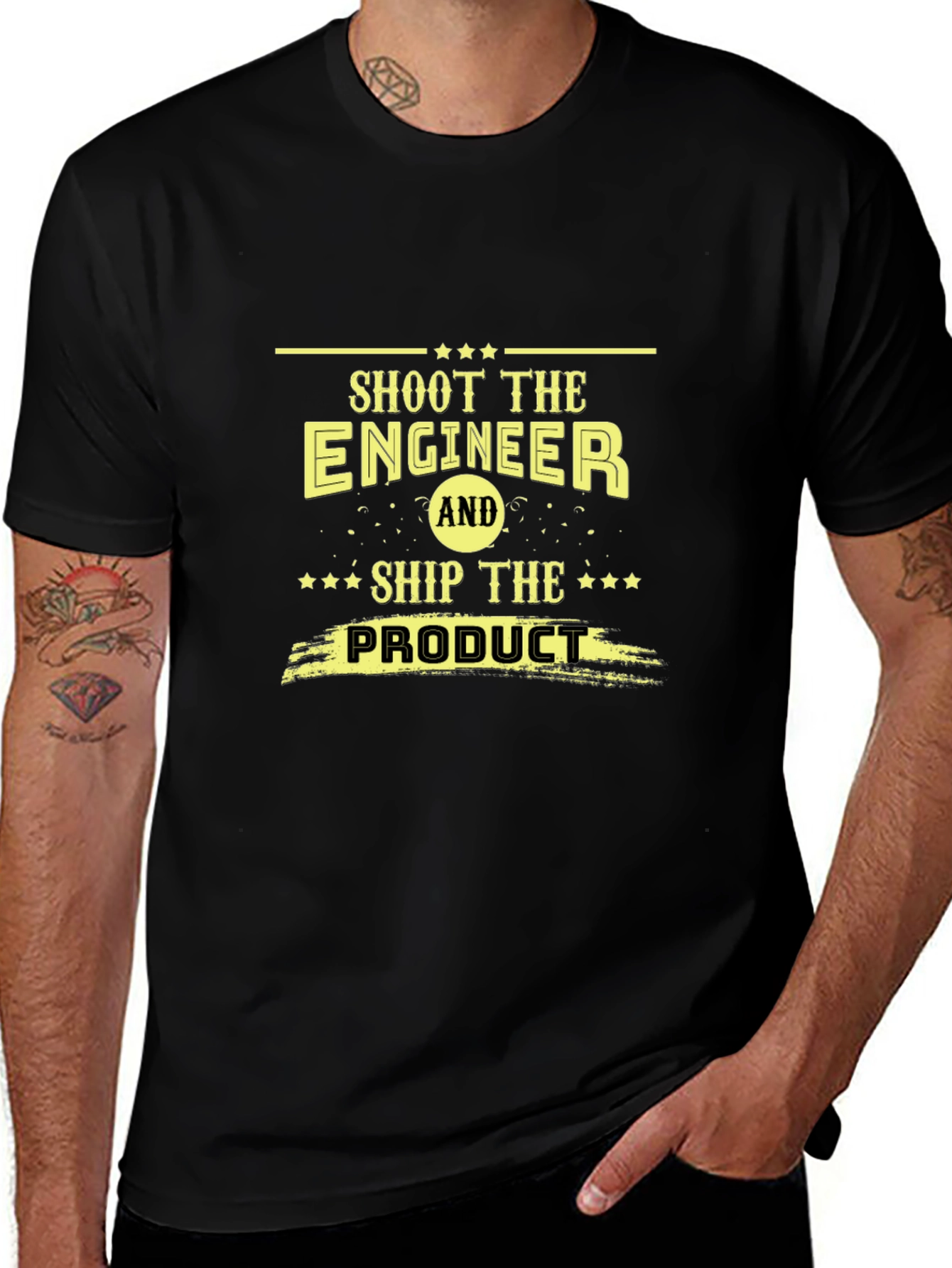 Variant 30 of Shoot The Engineer Funny Slogan Black T-Shirt