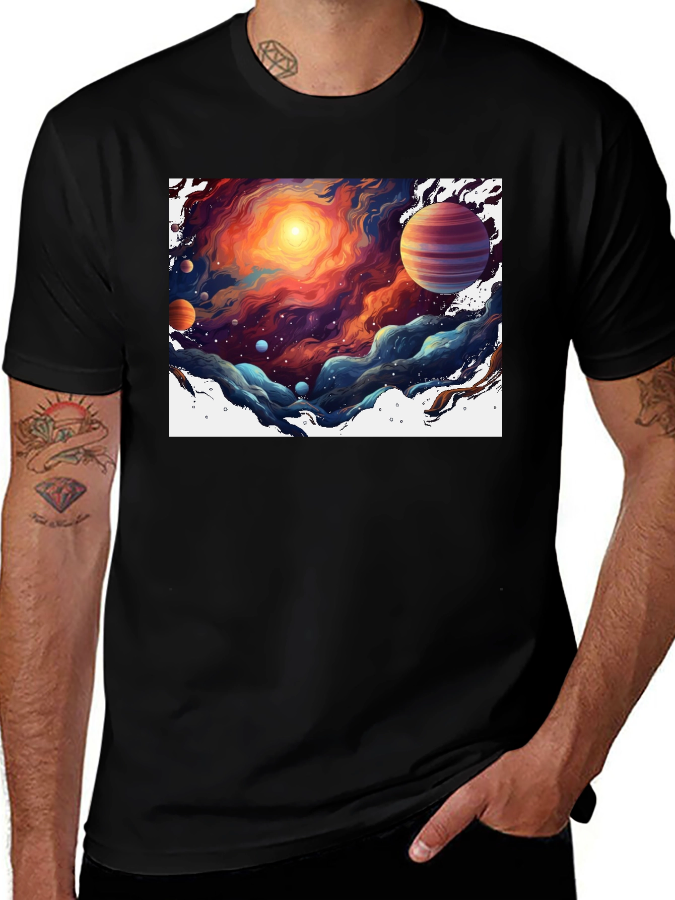 Space Nebula T-Shirt - Black Graphic Tee
