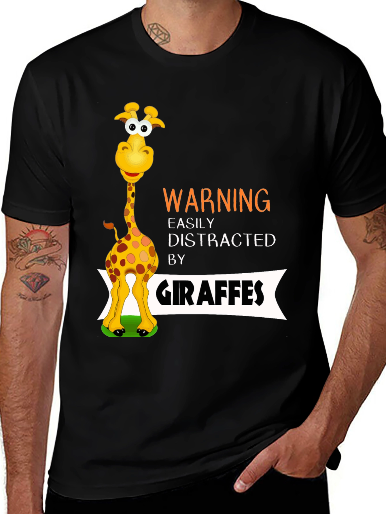 Variant 25 of Giraffe T-Shirt - Warning Easily Distracted By Giraffes