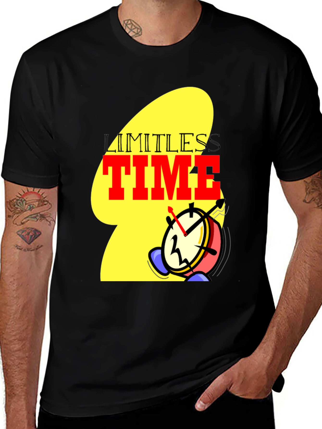 Variant 27 of Limitless Time Graphic Tee - Black Cotton Blend