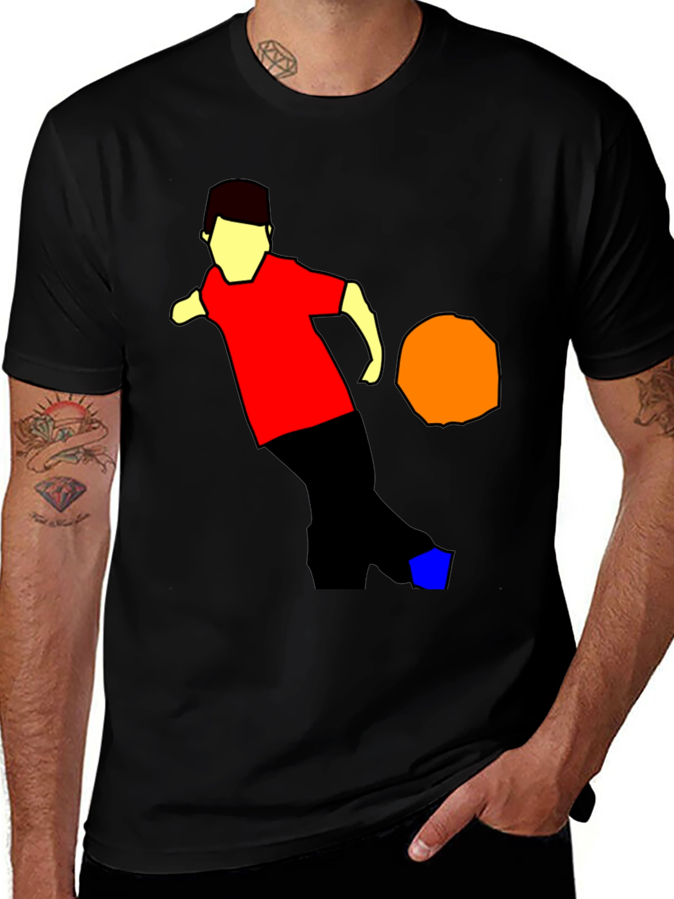 Variant 26 of Black Graphic Tee - Soccer Player Design