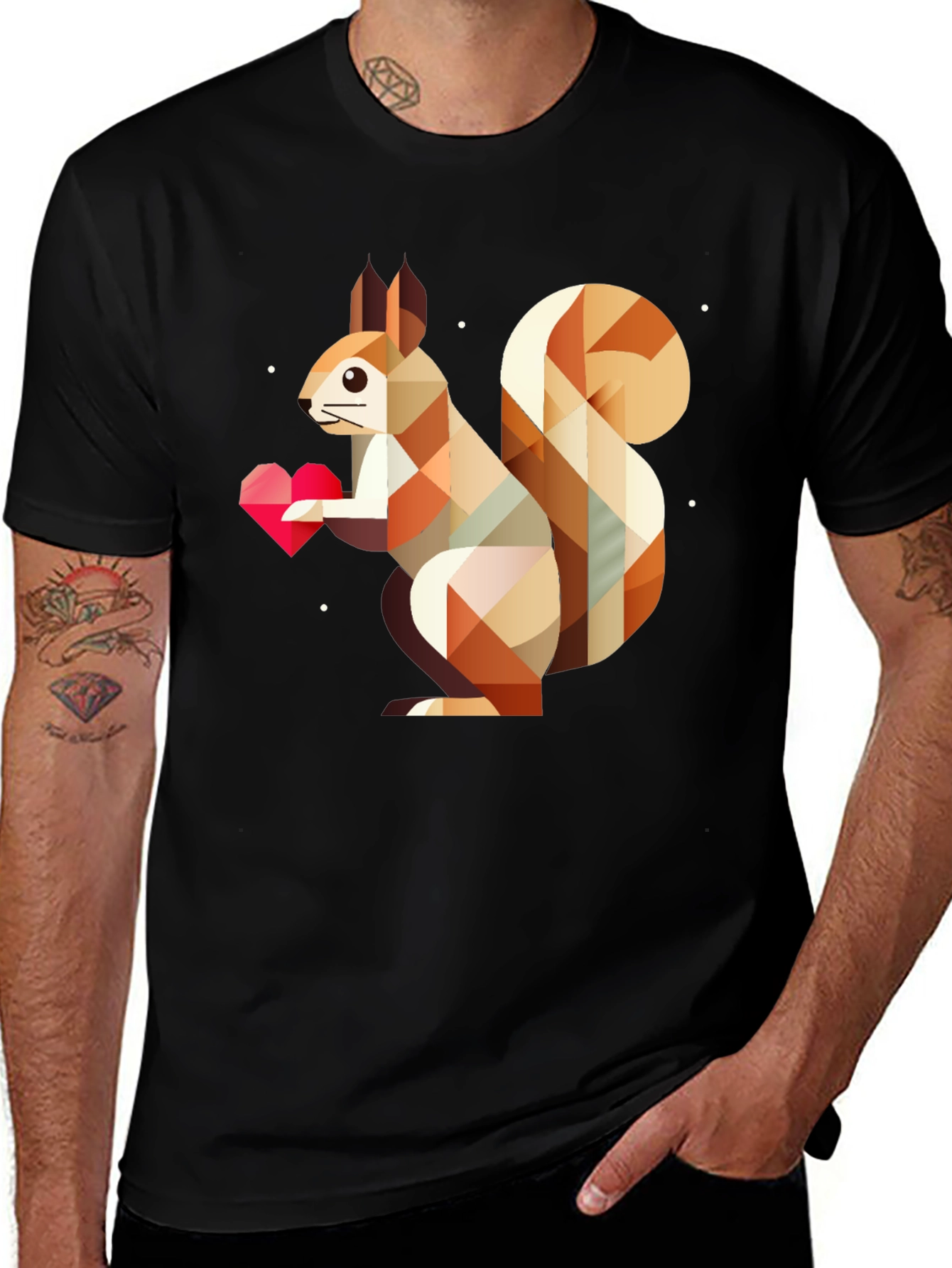 Variant 24 of Geometric Squirrel Holding Heart Valentine's Day T-Shirt