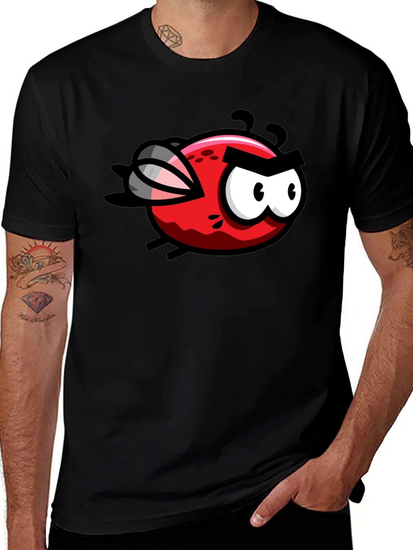 Variant 11 of Angry Red Fly Graphic Tee - Novelty Cartoon Shirt