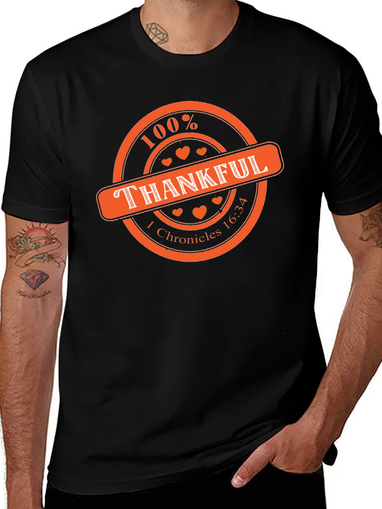 Variant 9 of 100% Thankful T-Shirt - Chronicles 16:34